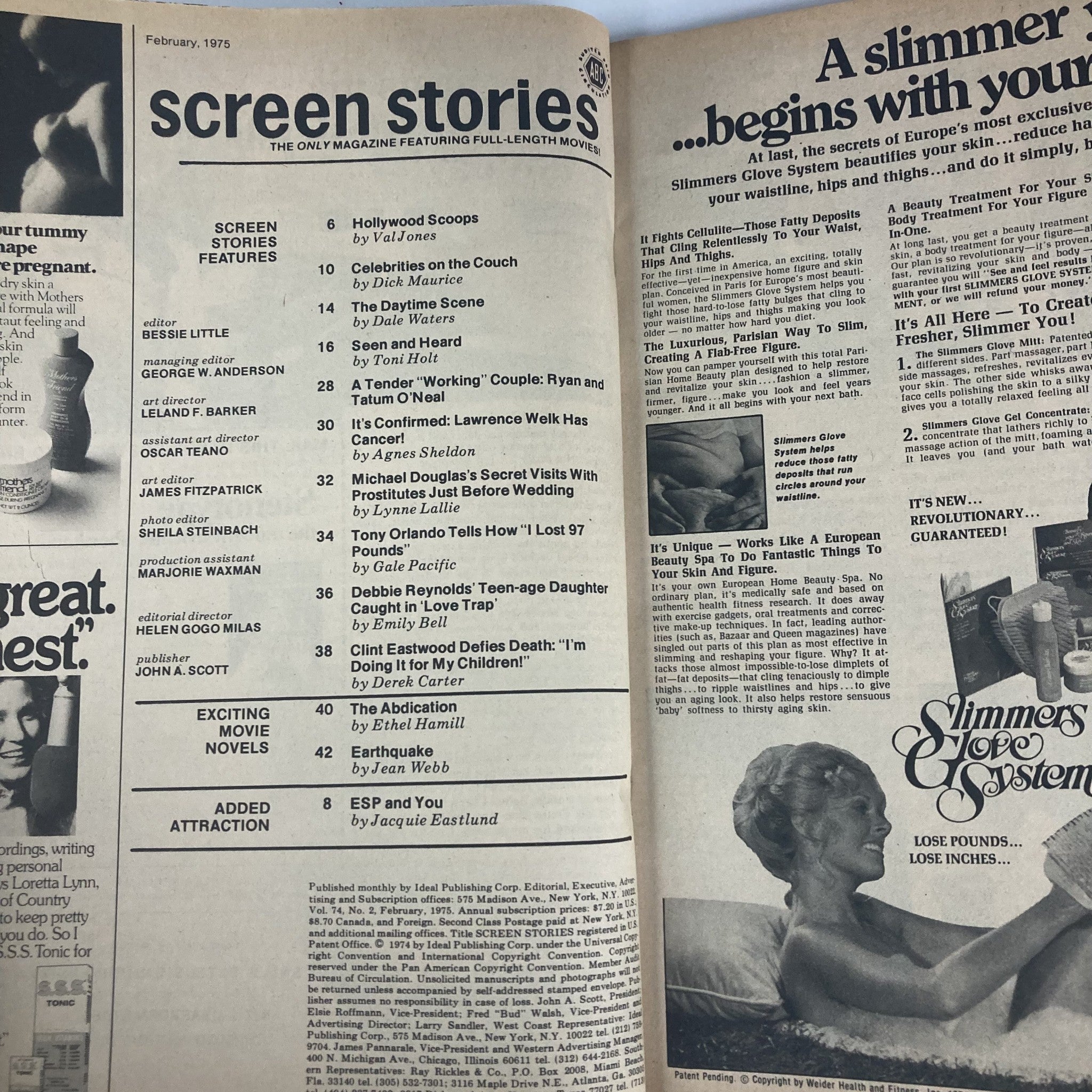 VTG Screen Stories Magazine February 1975 Vol 74. No. 2 Lawrence Welk No Label