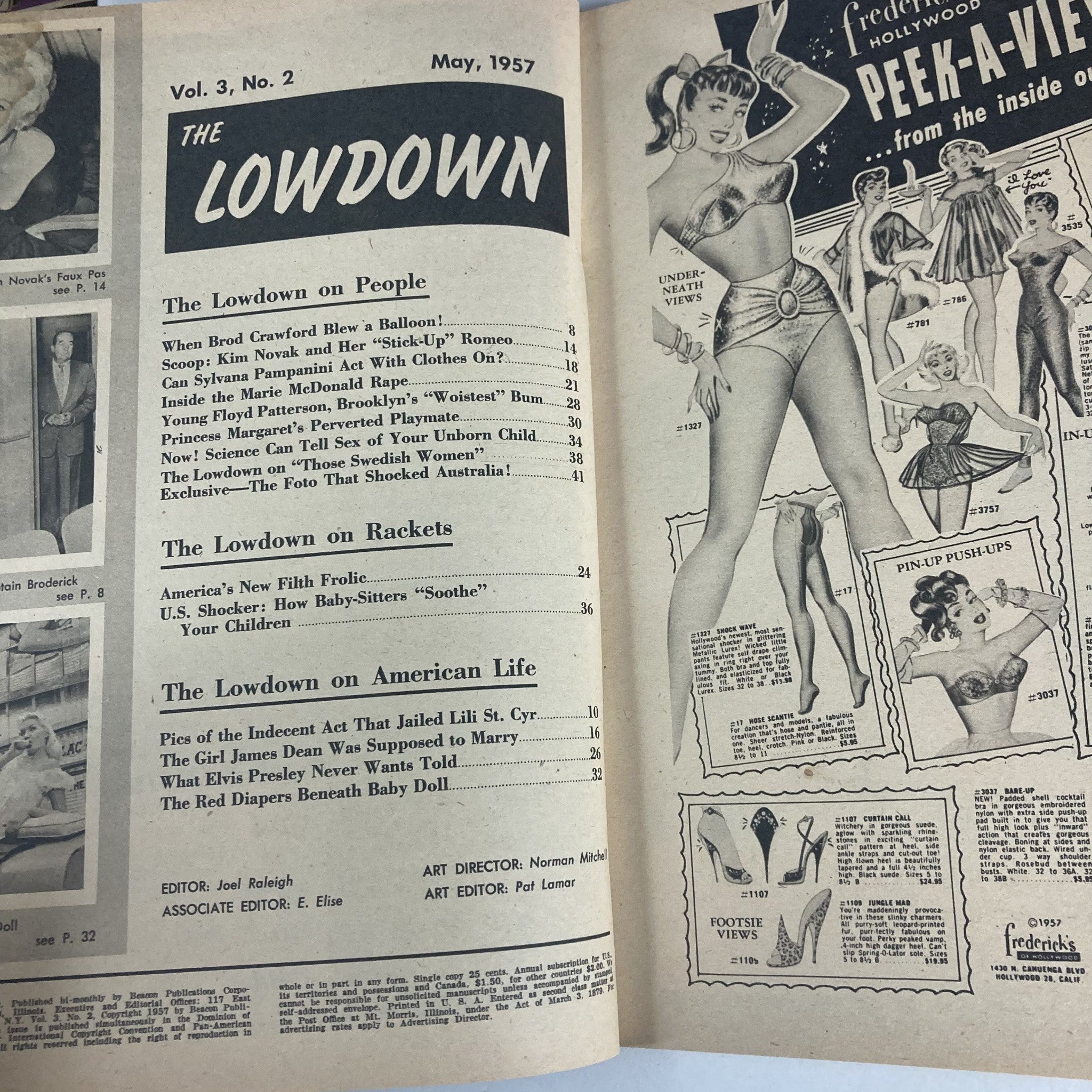 VTG The Lowdown Magazine May 1957 Vol 3 No. 2 Elvis Presley No Label