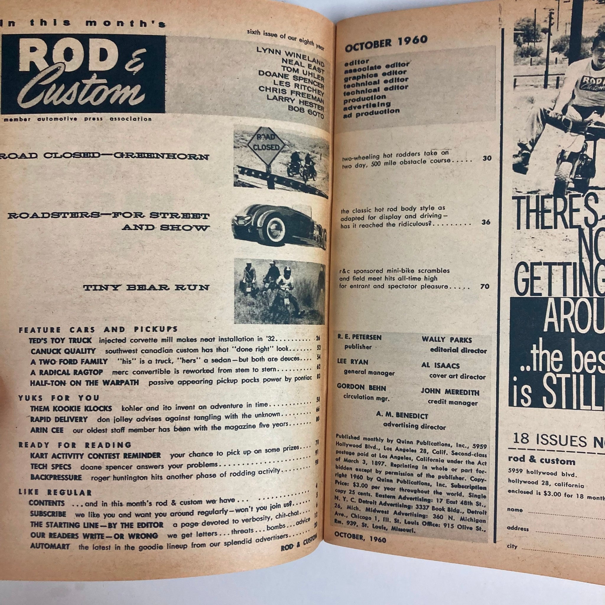 VTG Rod & Custom Magazine October 1960 Best Show & Street Rods No Label