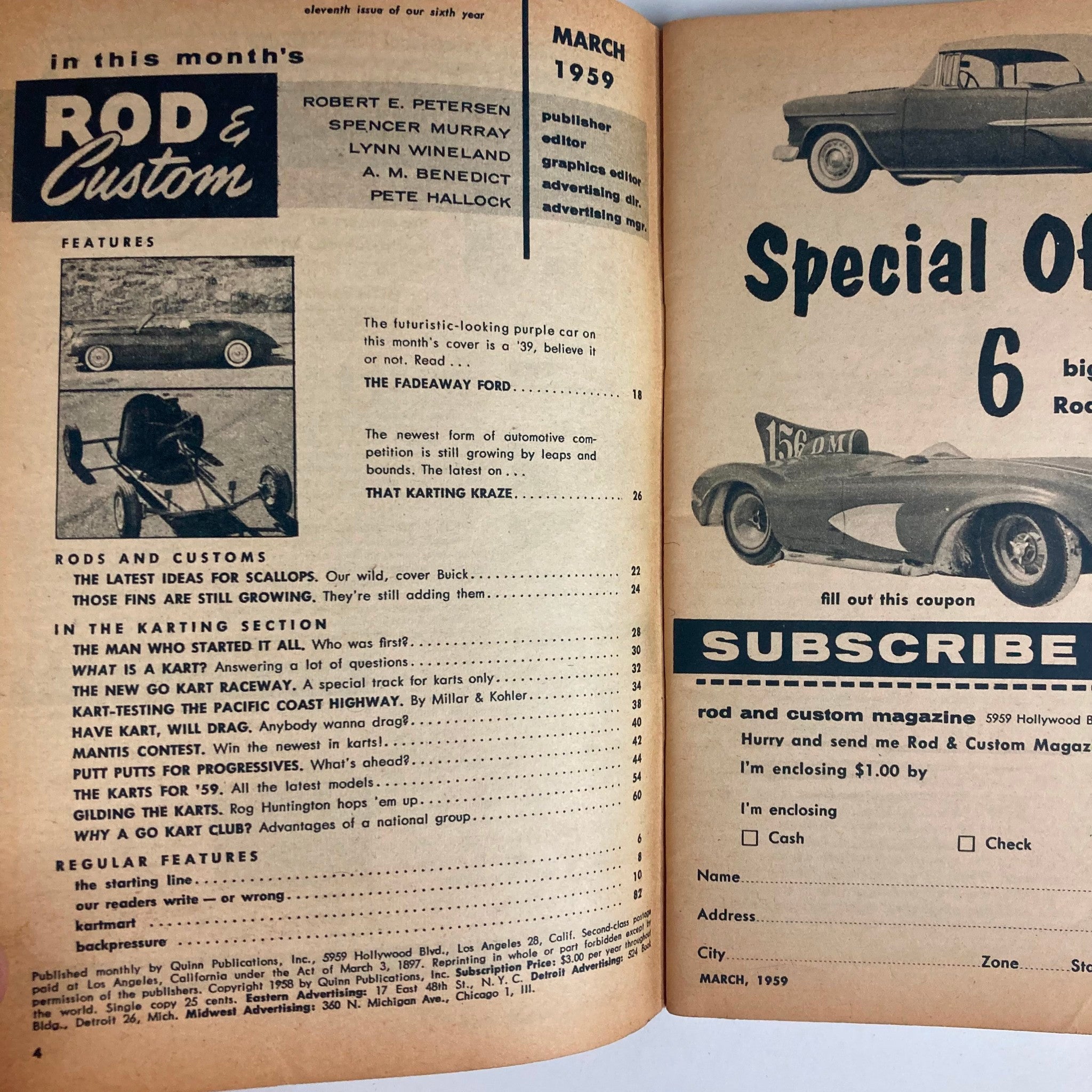 VTG Rod & Custom Magazine March 1959 The Man Who Started It All No Label