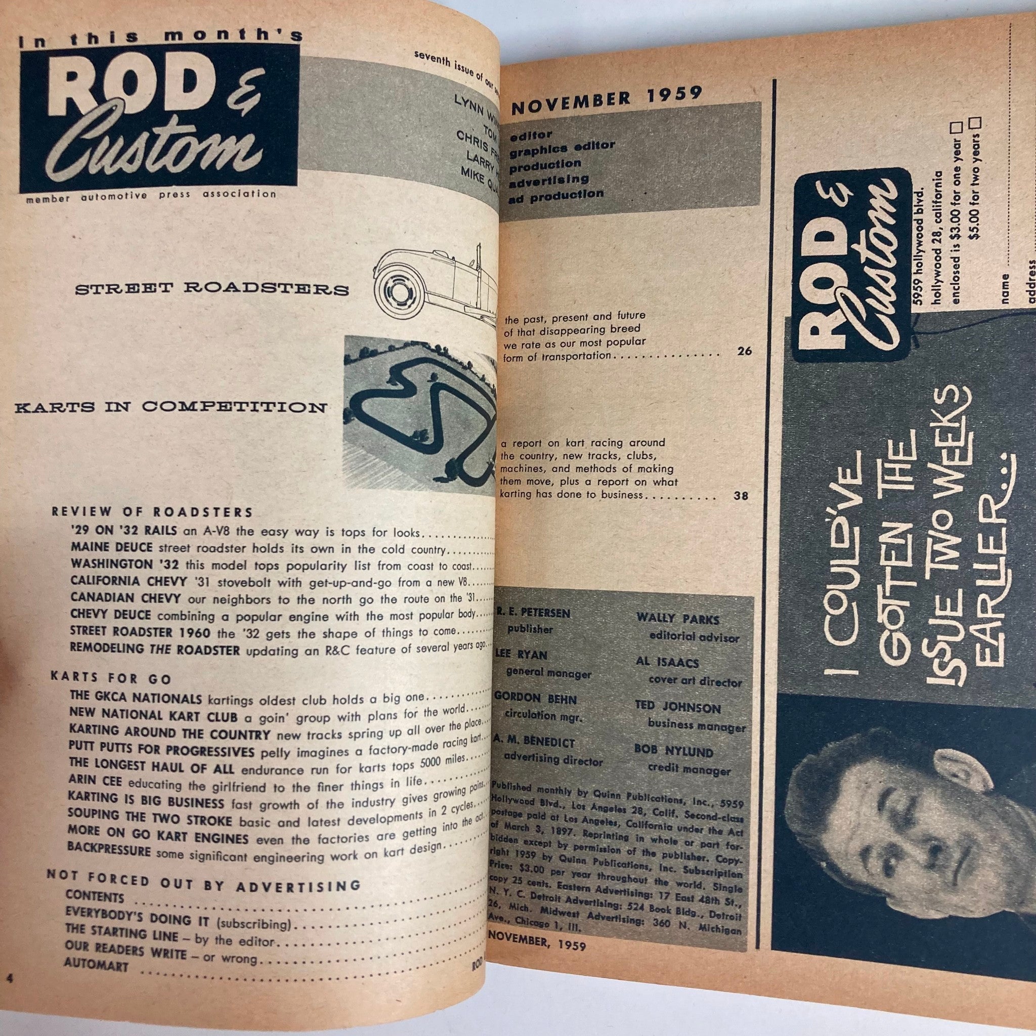 VTG Rod & Custom Magazine November 1959 Remodeling The Roadster No Label