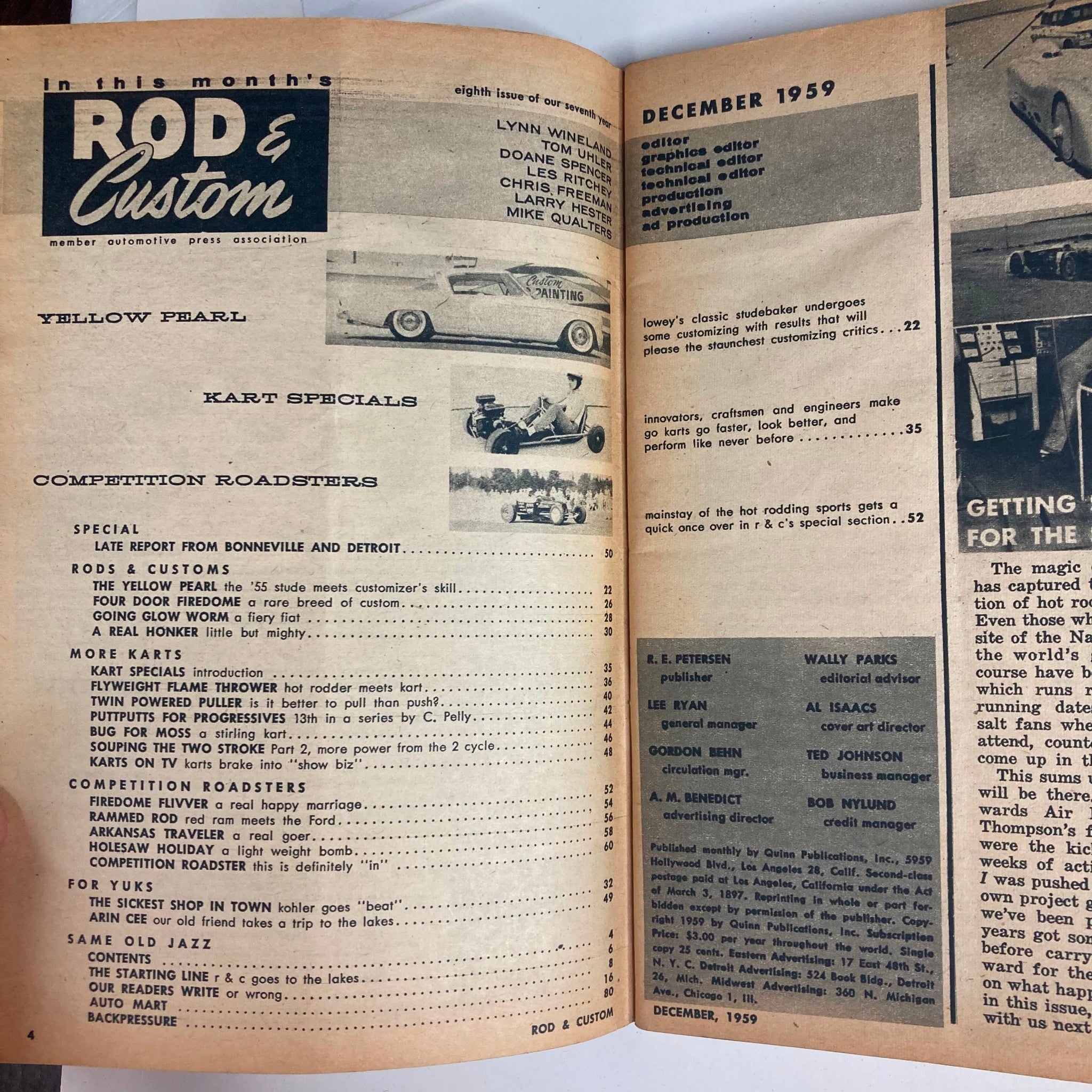 VTG Rod & Custom Magazine December 1959 Tom Spalding's Special No Label