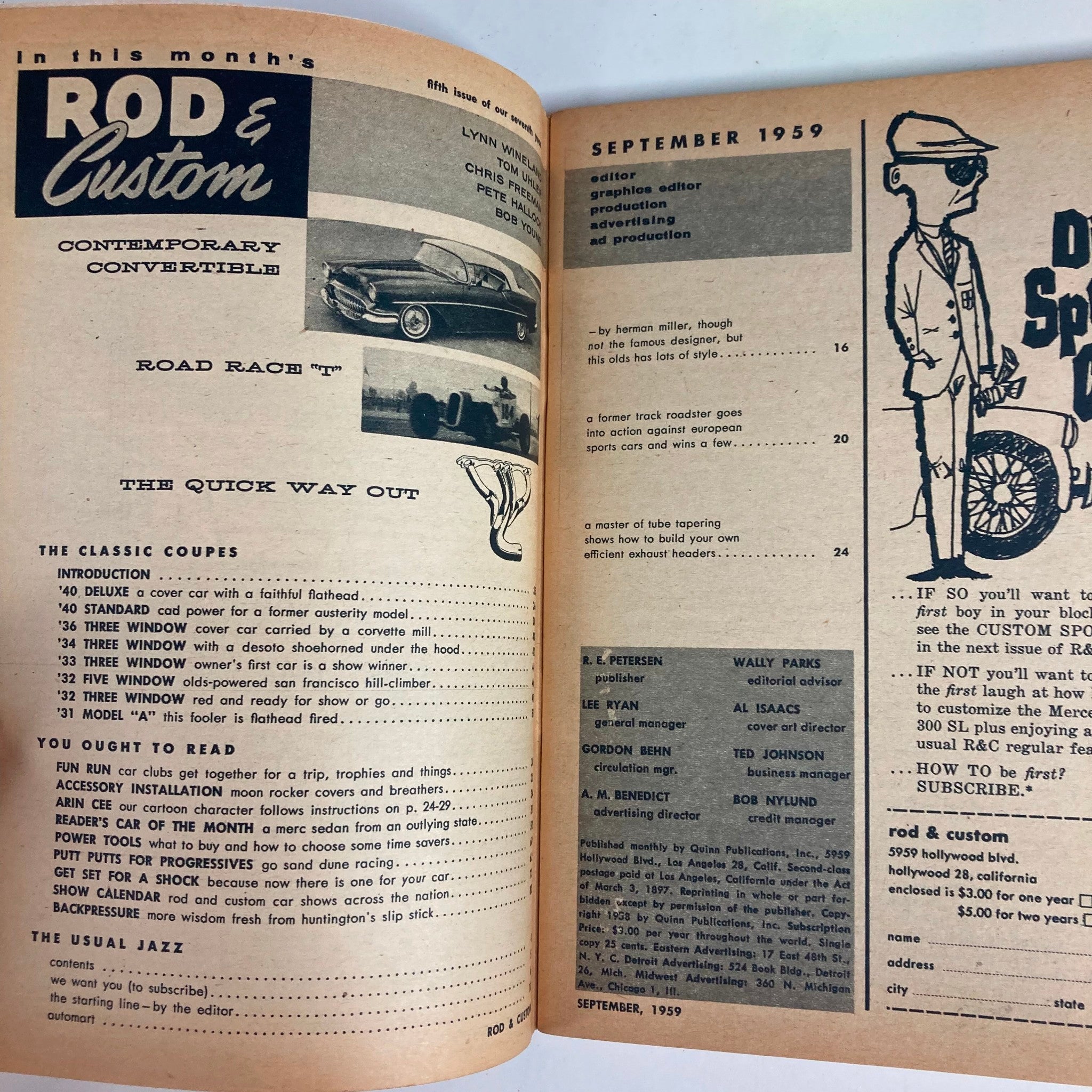 VTG Rod & Custom Magazine September 1959 Complete The Classic Coupes No Label