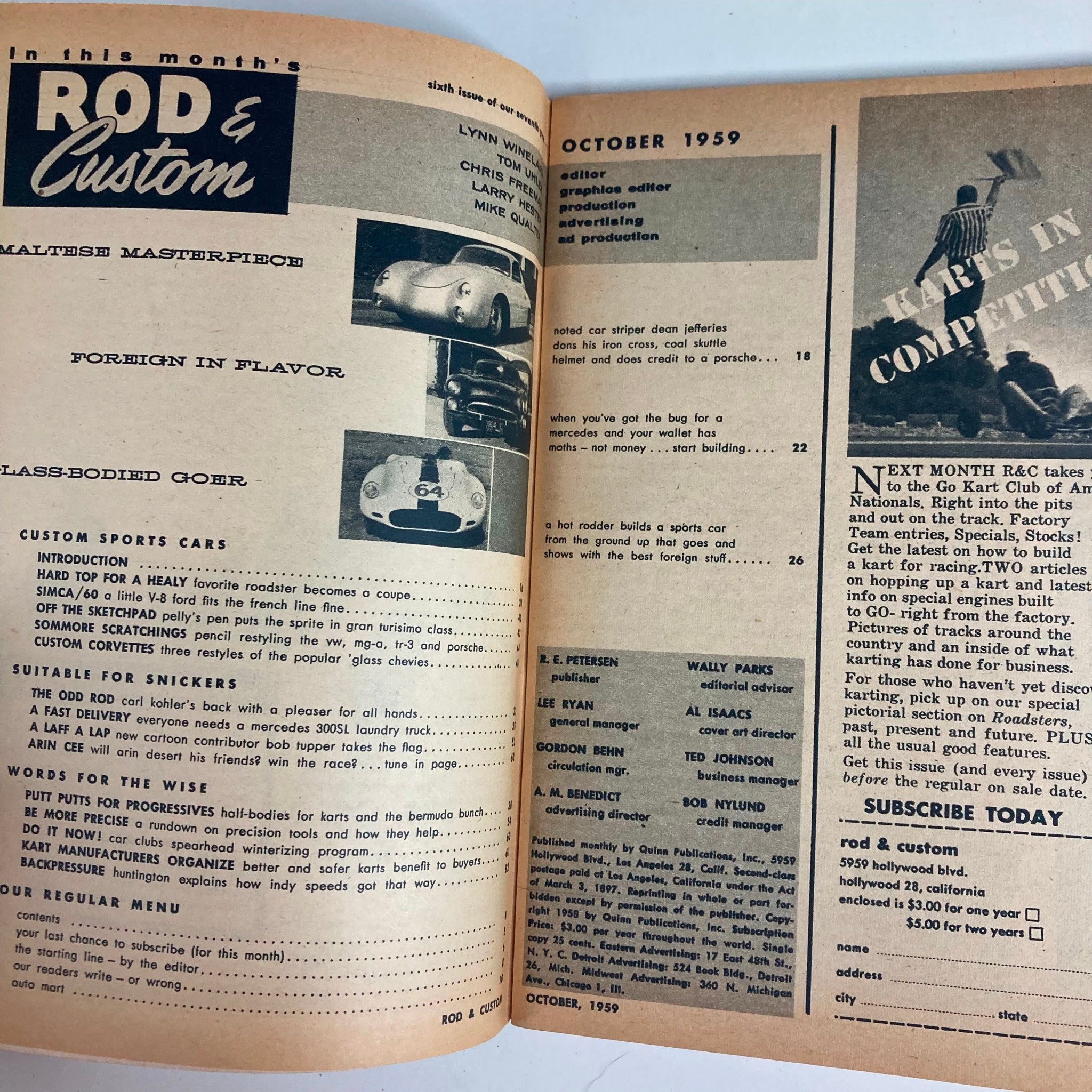 VTG Rod & Custom Magazine October 1959 Hard Top for a Healy No Label