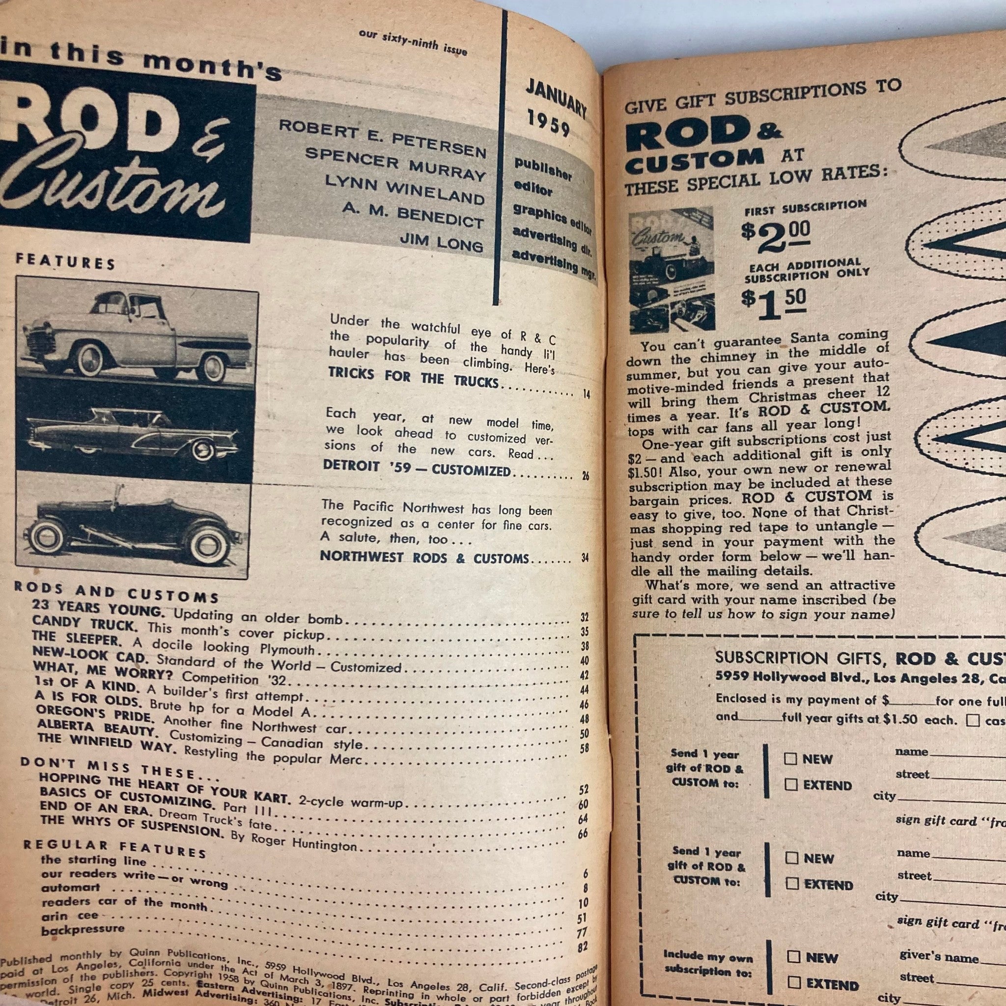 VTG Rod & Custom Magazine January 1959 Northwest Rods and Customs No Label