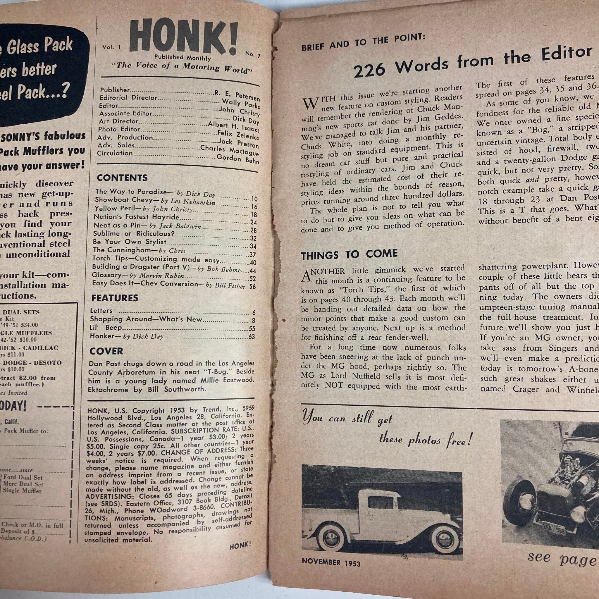 VTG Honk! Magazine November 1953 Vol 1 No. 7 Nation's Fastest Hayride No Label