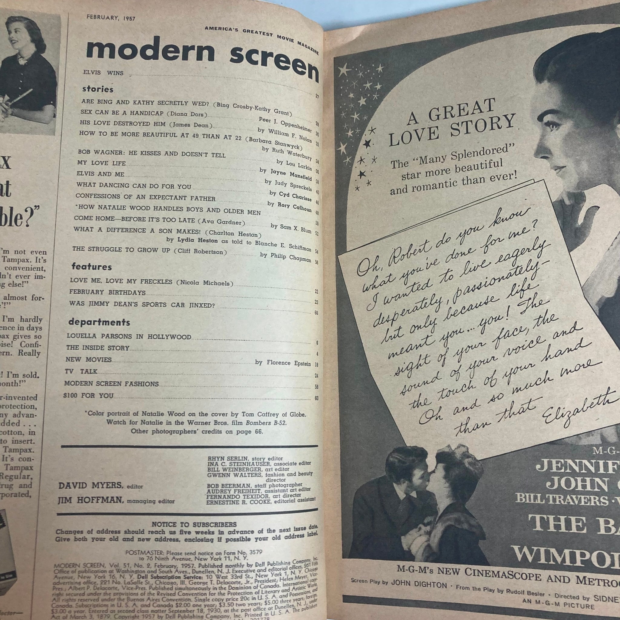 VTG Modern Screen Magazine February 1957 Vol 51 #2 Natalie Wood No Label