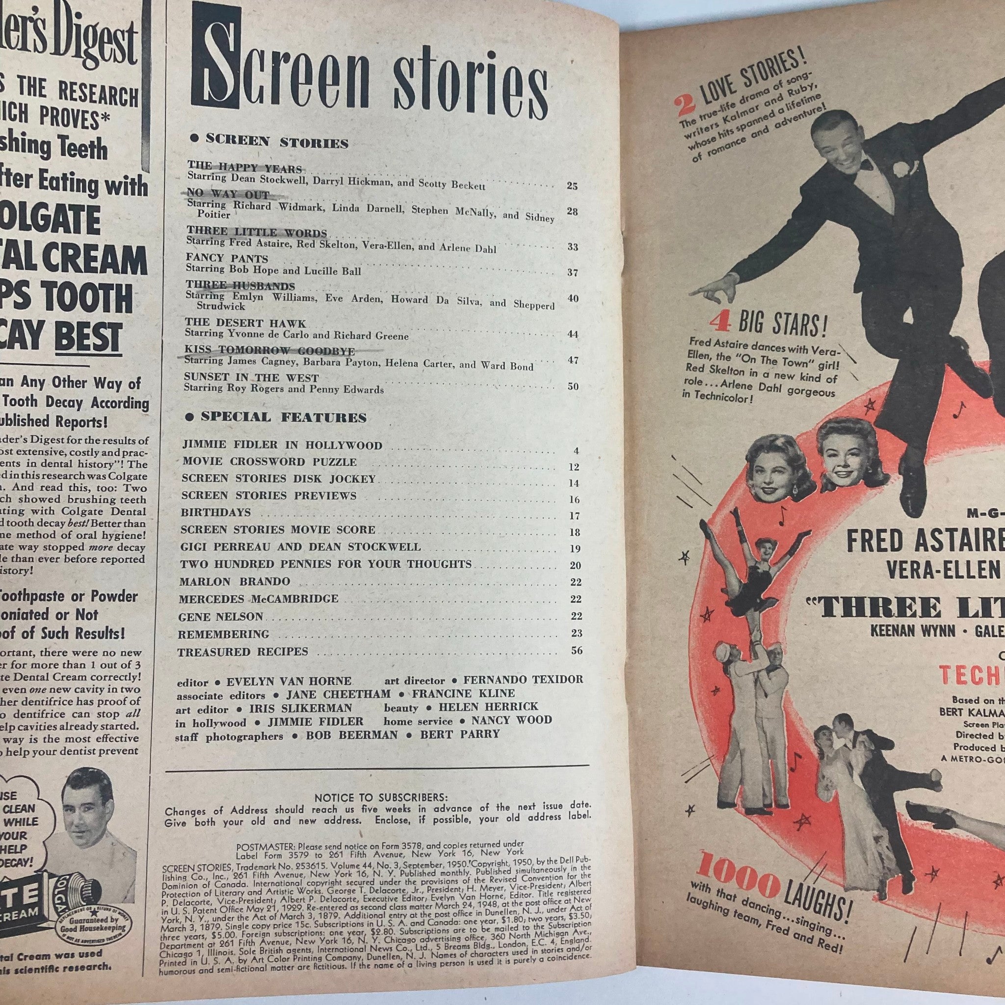 VTG Screen Stories Magazine September 1950 Vol 44 No. 3 Richard Widmark No Label