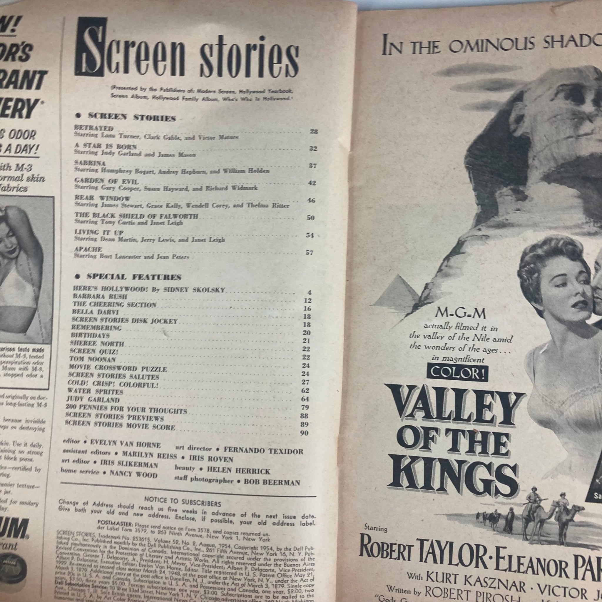 VTG Screen Stories Magazine August 1954 Vol 52 No. 2 Judy Garland No Label