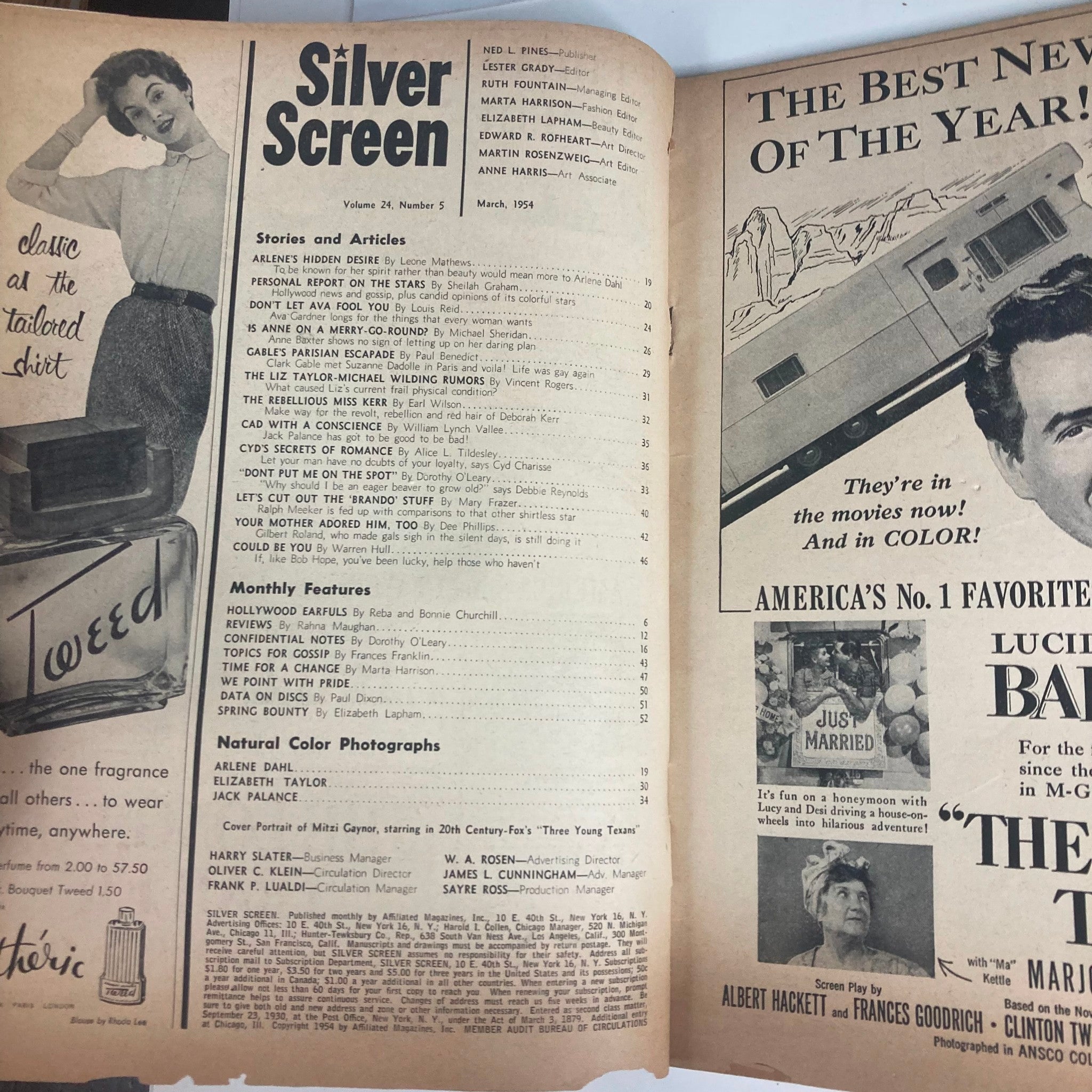 VTG Silver Screen Magazine March 1954 Vol 24 No. 5 Mitzi Gaynor No Label