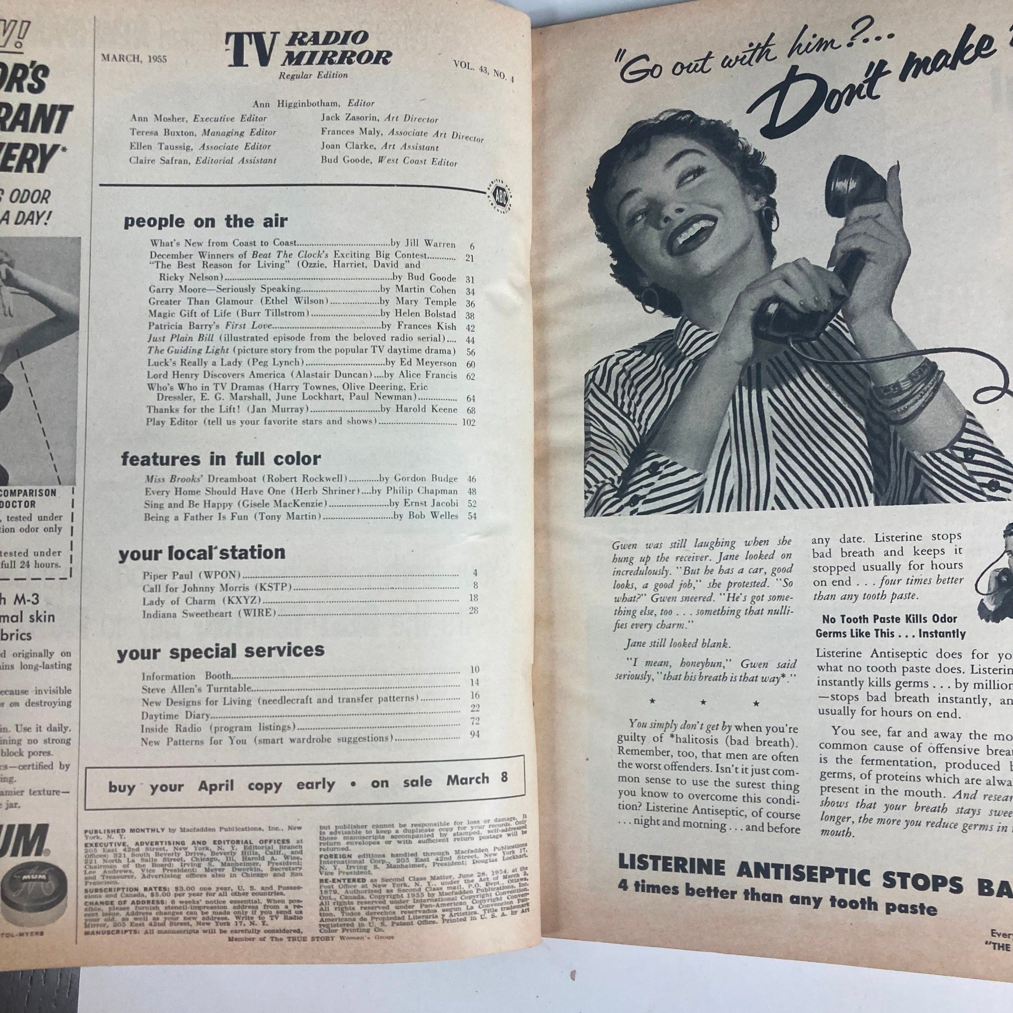 VTG TV Radio Mirror Magazine March 1955 Vol 43 No. 4 Ozzie and Harriet Nelson