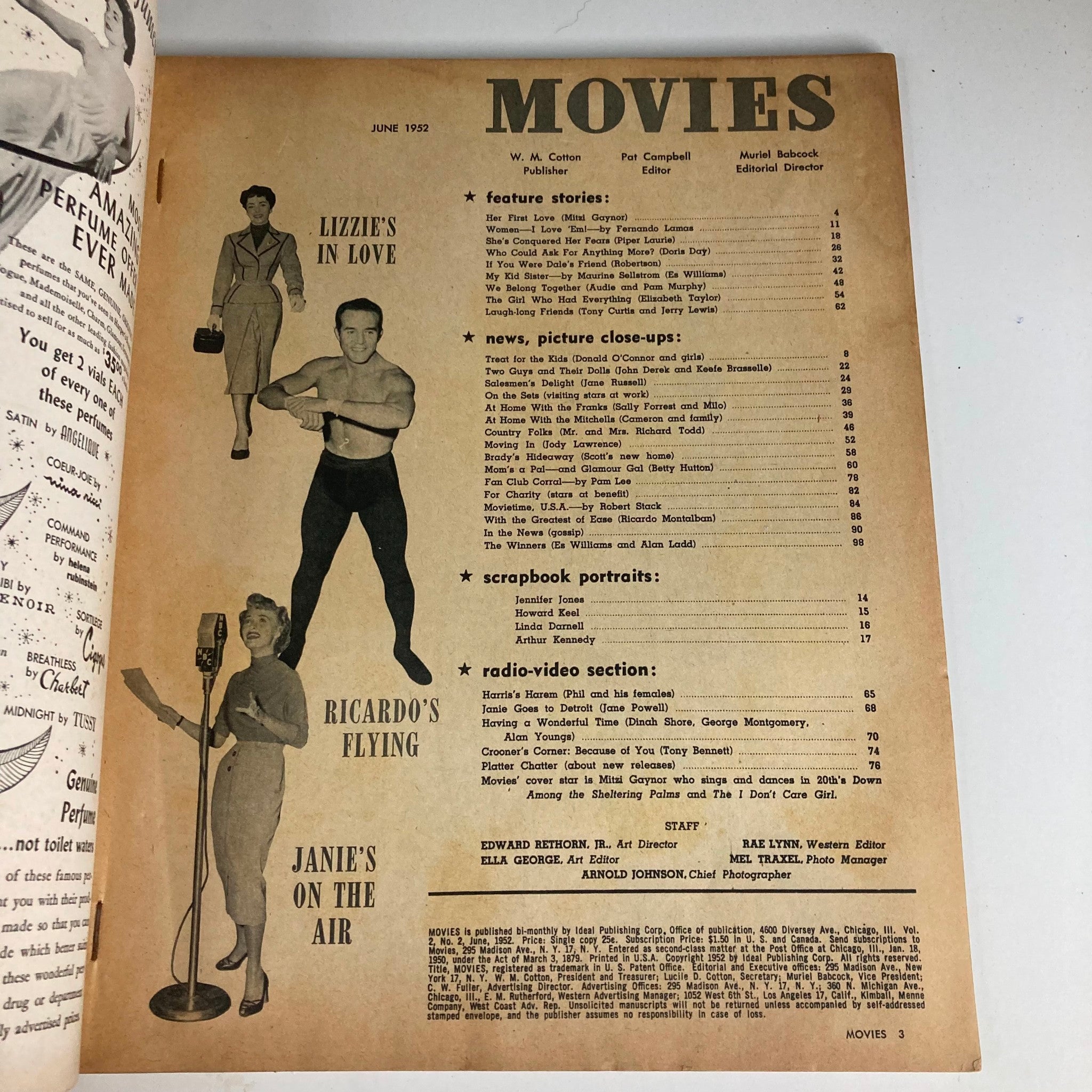 VTG Movies Magazine June 1952 Vol 2 No. 2 Mitzi Gaynor, Doris Day No Label