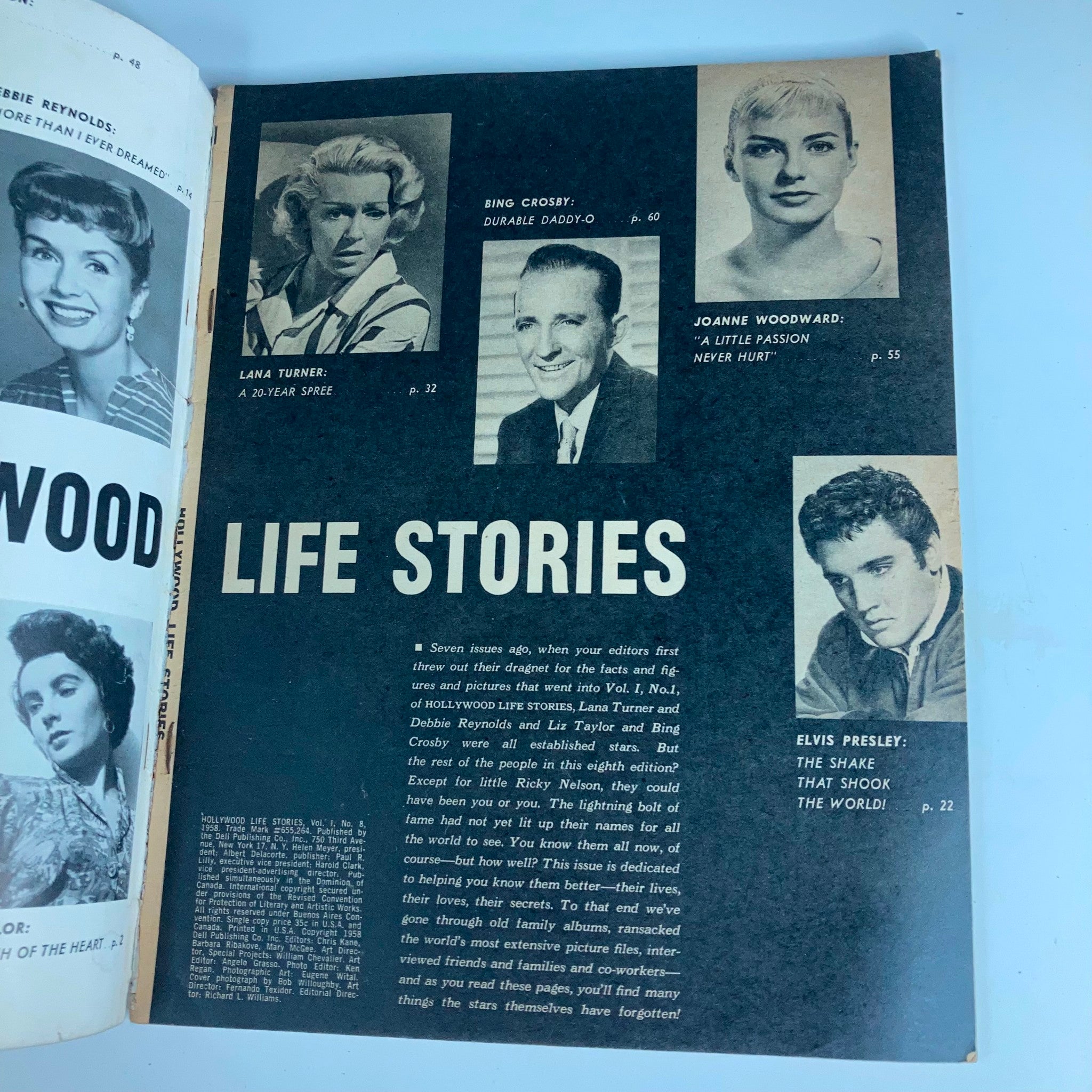 VTG Hollywood Life Stories Magazine 1958 Vol 1 #8 Elizabeth Taylor No Label