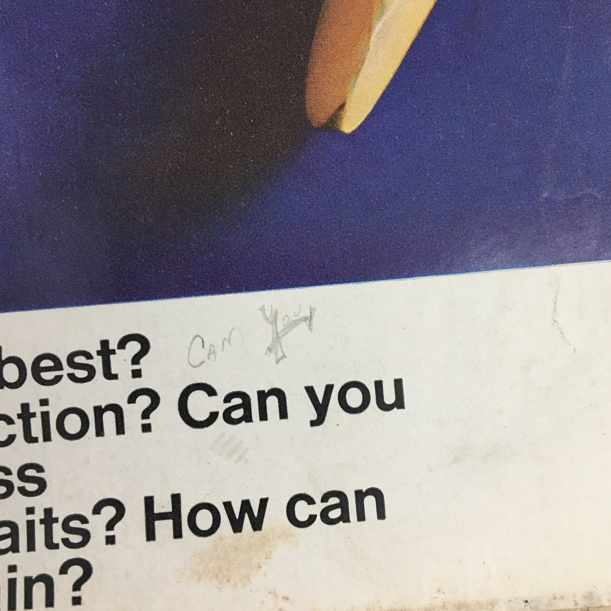 Detailed shot of the cover text from Modern Photography Magazine, October 1967, highlighting photography questions like shutter speed and portrait sharpness.