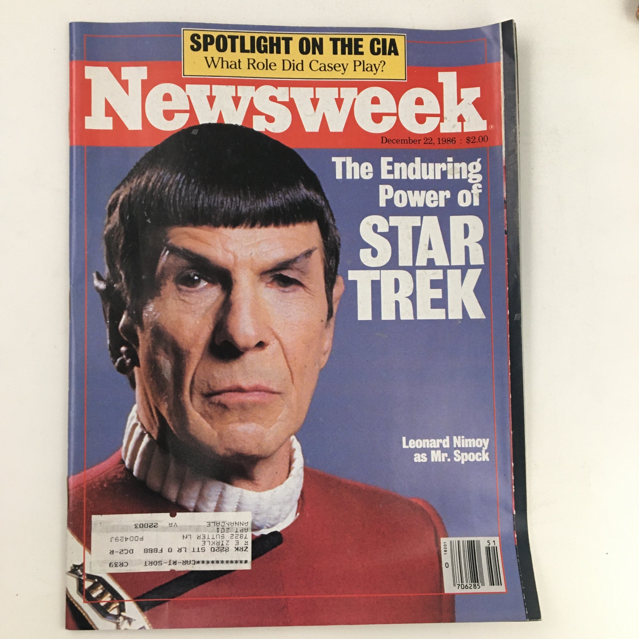 Newsweek Magazine December 22 1986 Leonard Nimoy as Mr. Spock of Star Trek