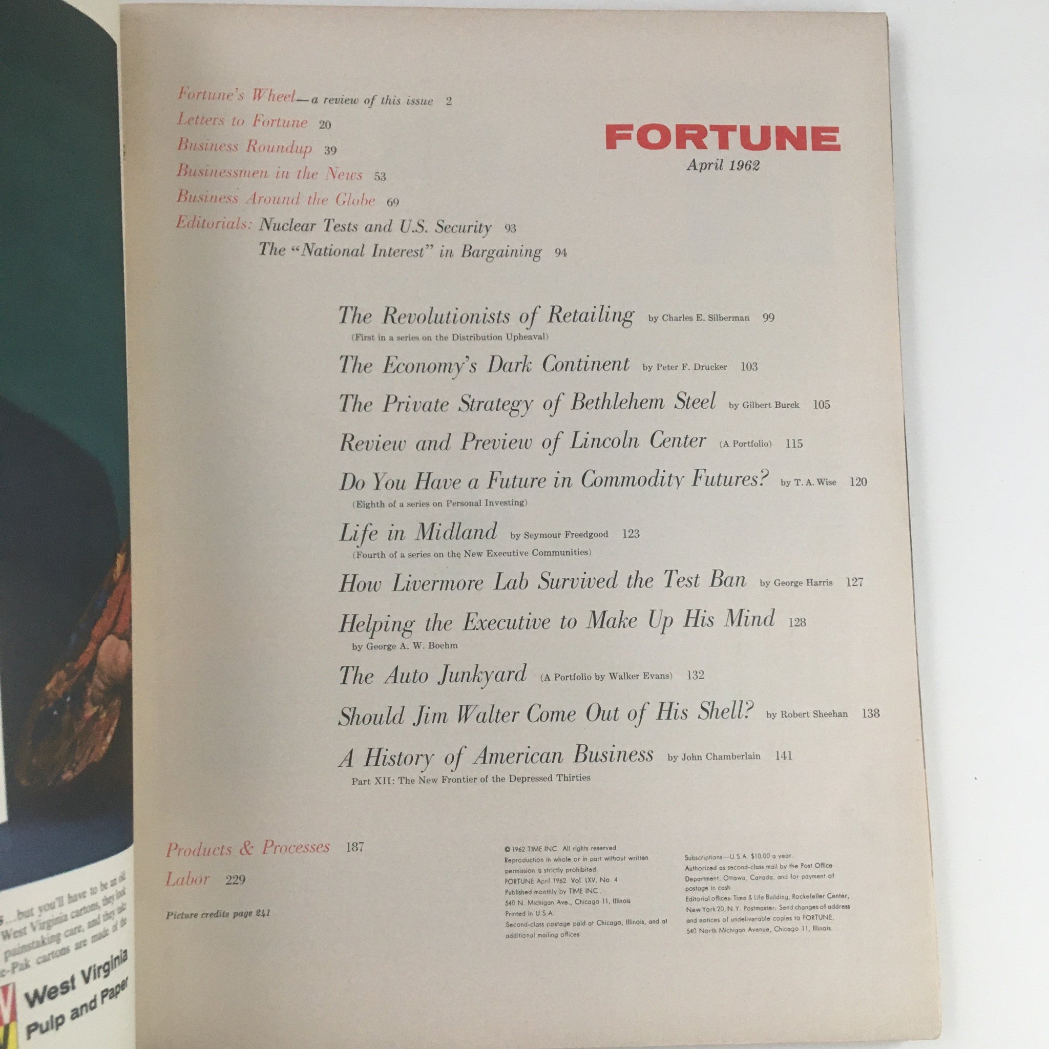 Fortune Magazine April 1962 The Private Strategy of Bethlehem Steel No Label