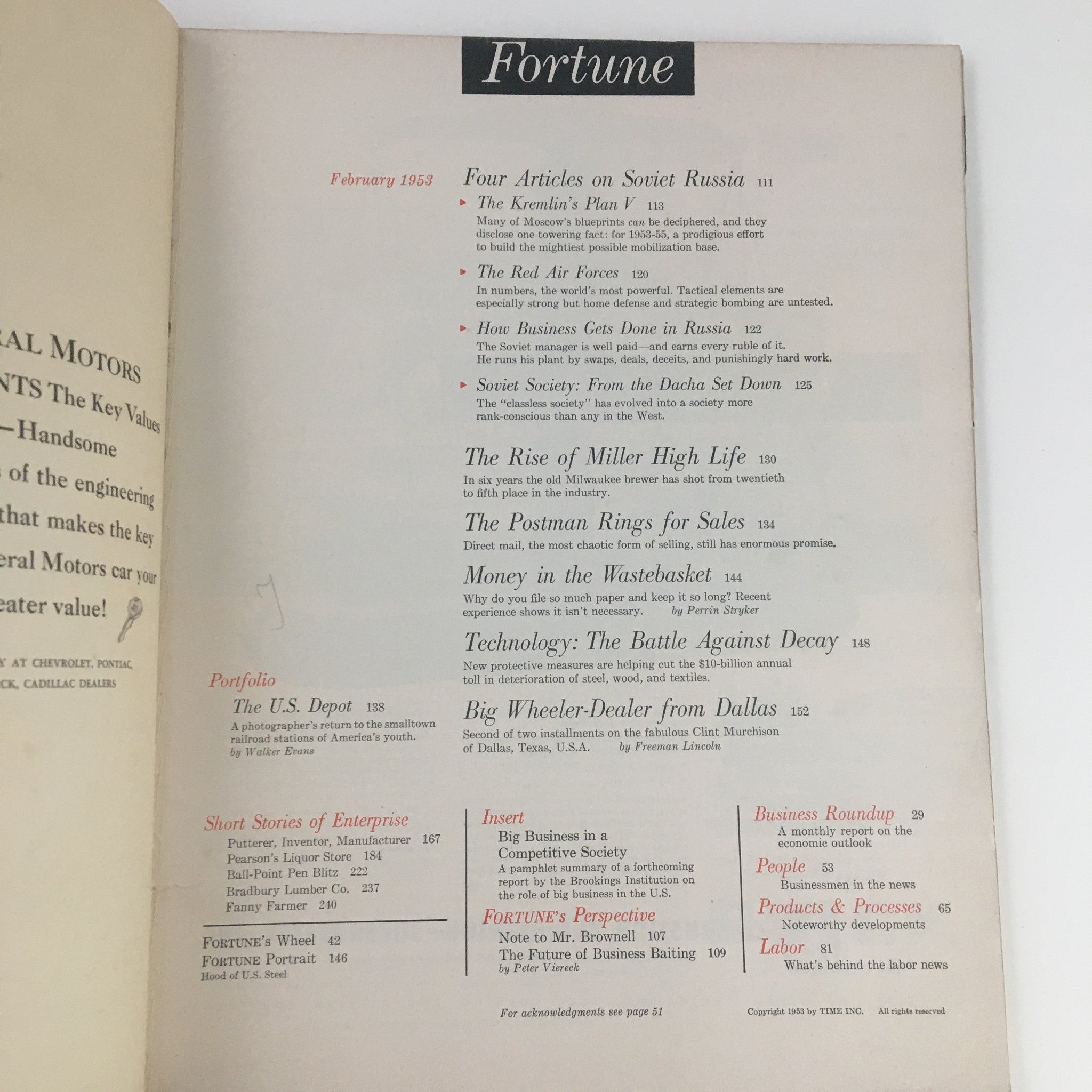 Fortune Magazine February 1953 How Much Strength Behind the Curtain No Label