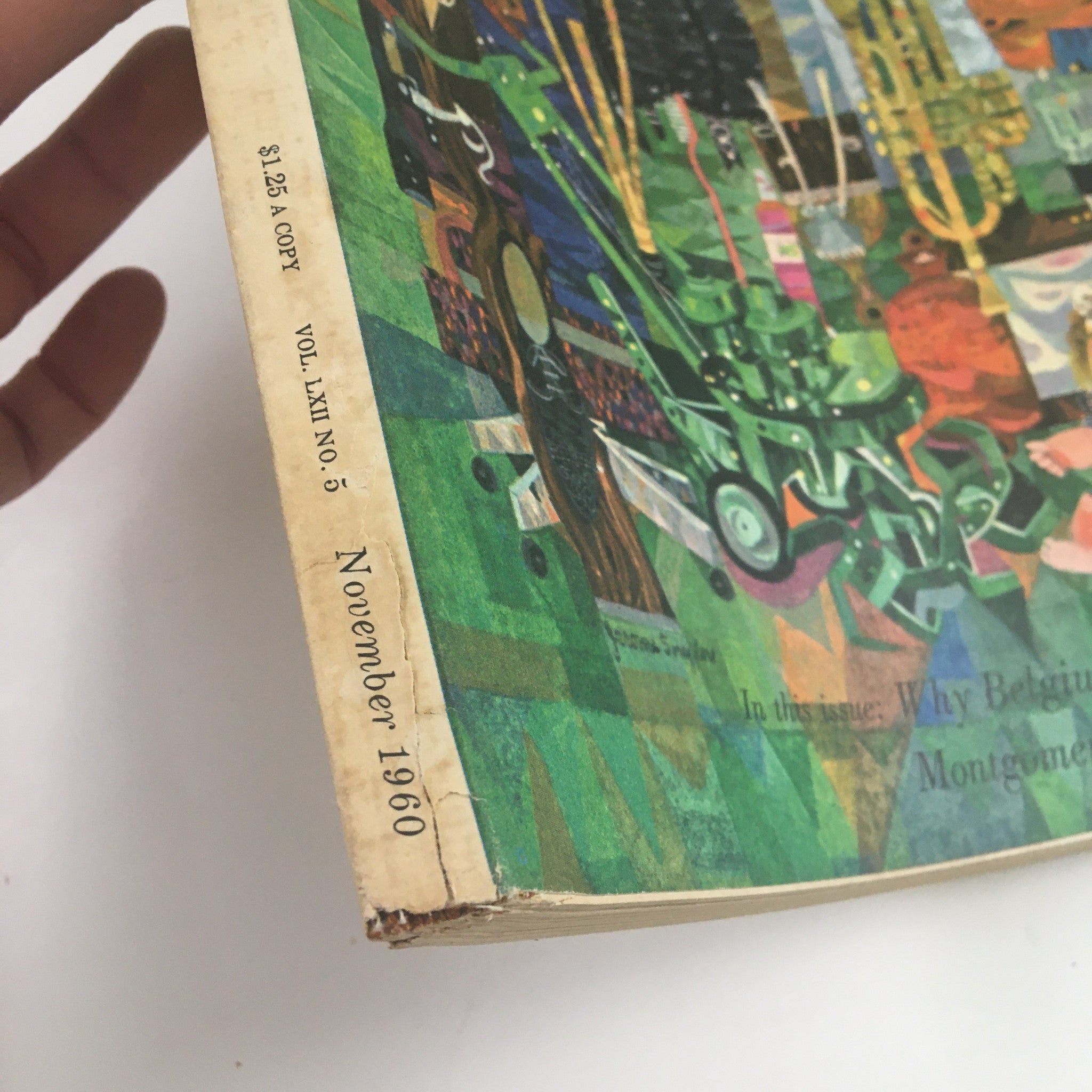Spine of Fortune Magazine November 1960 with details including price, volume number, and edition information related to 'Montgomery Ward's Catalogue of Troubles.'
