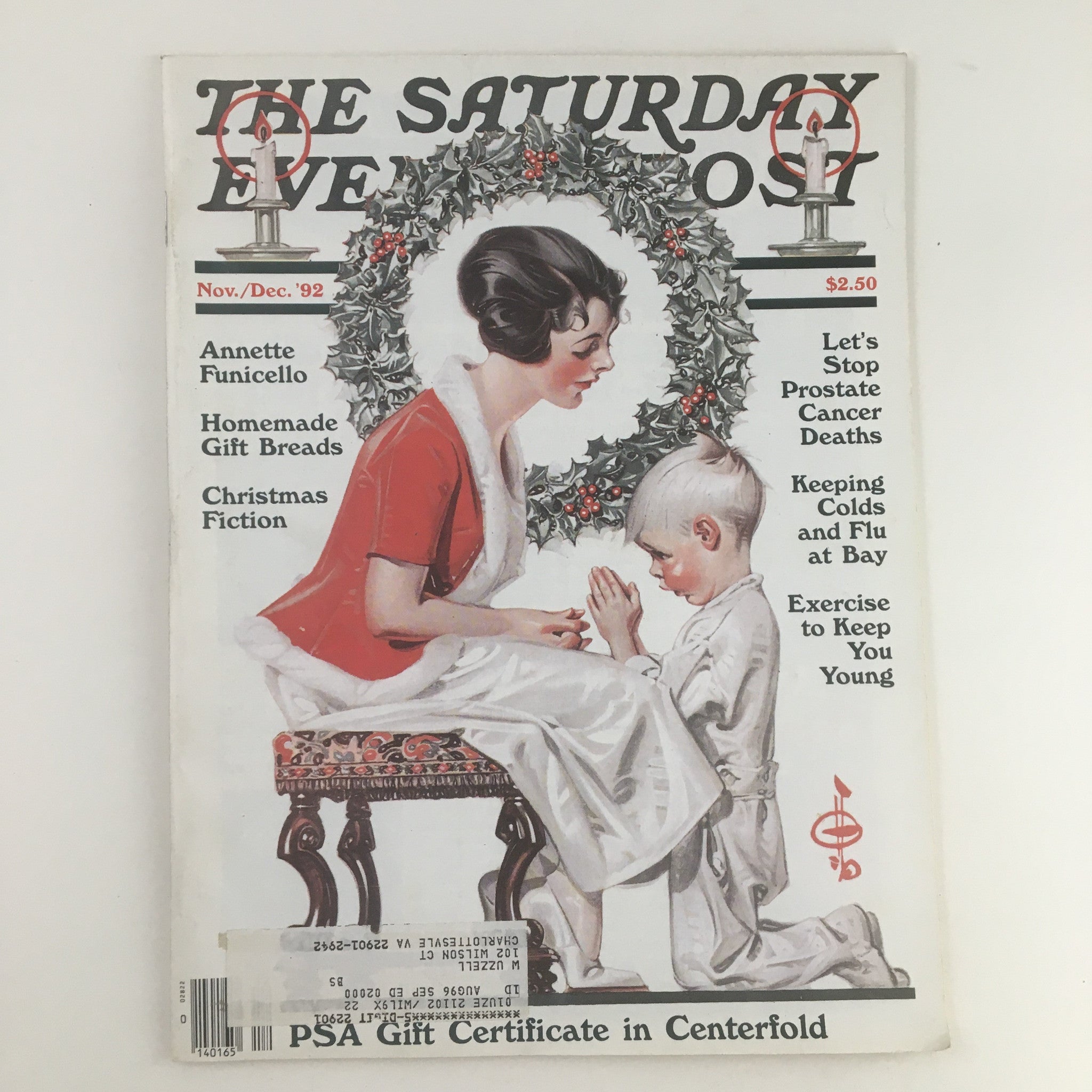 The Saturday Evening Post November 1992 Annette Funicello & Christmas Fiction