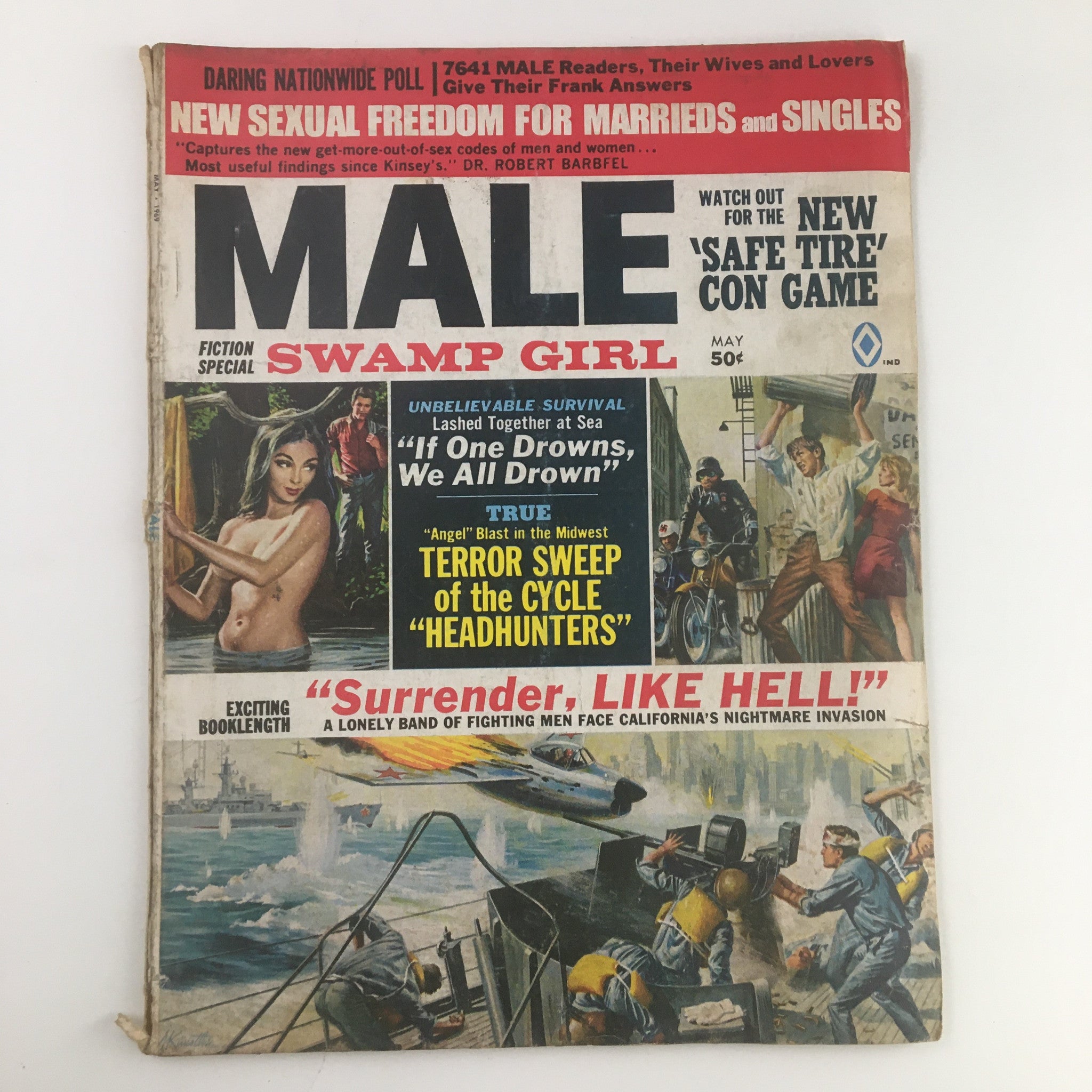 Male Magazine Fiction Special May 1969 Terror Sweep of Cycle Headhunter No Label