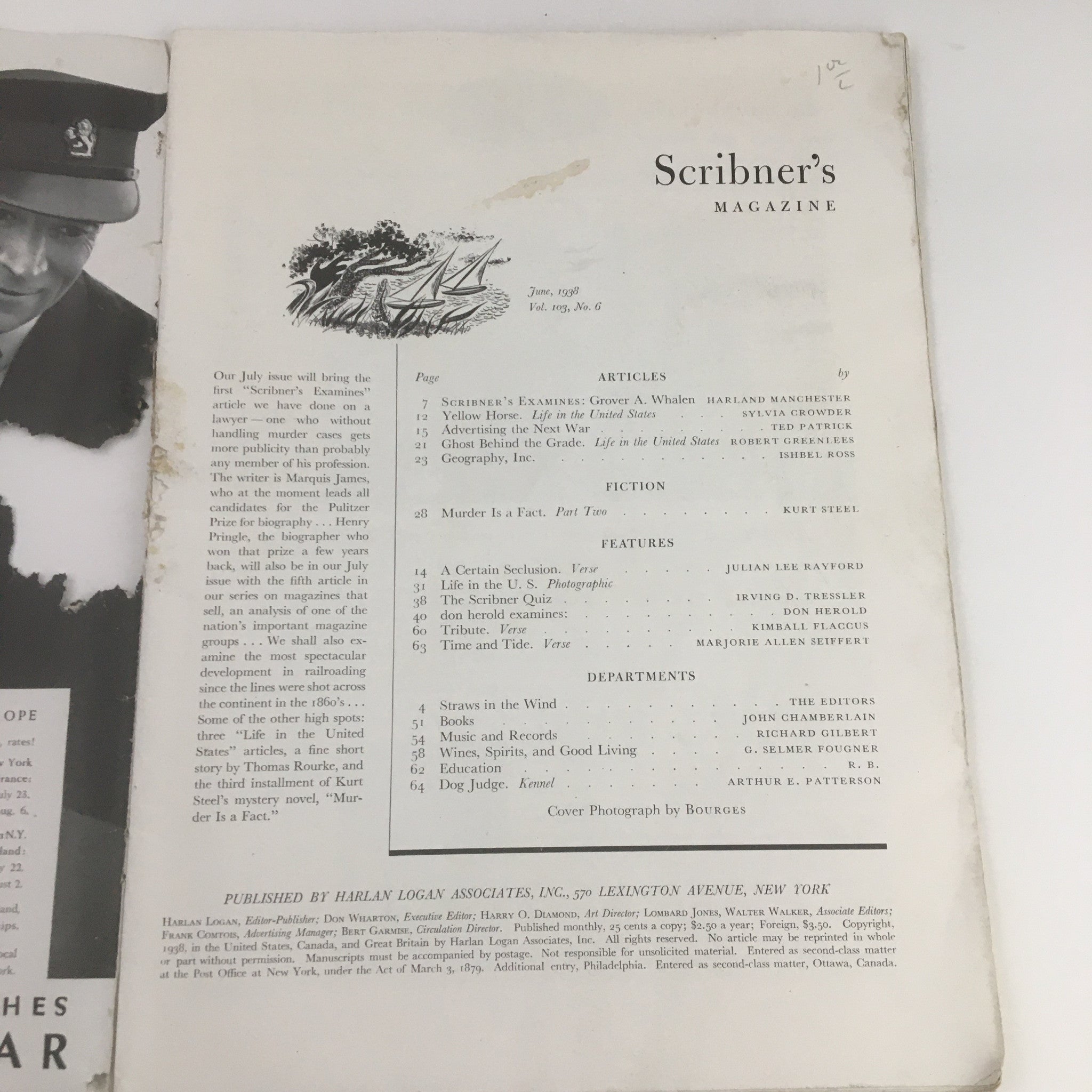 Scribner's Magazine June 1938 Vol. 103 No. 6 Advertising The Next War No Label