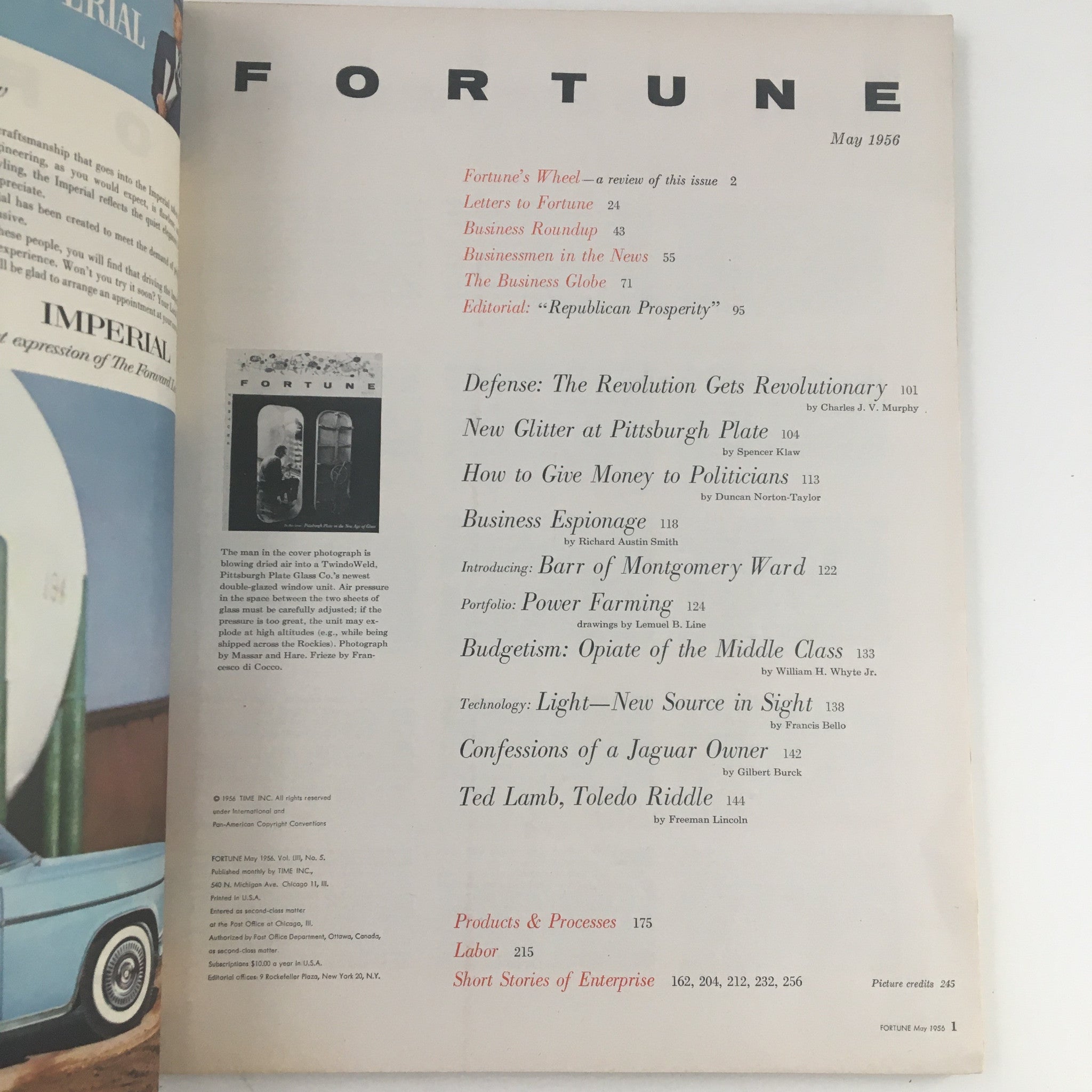 Fortune Magazine May 1956 Pittsburgh Plate in the New Ages of Glass No Label