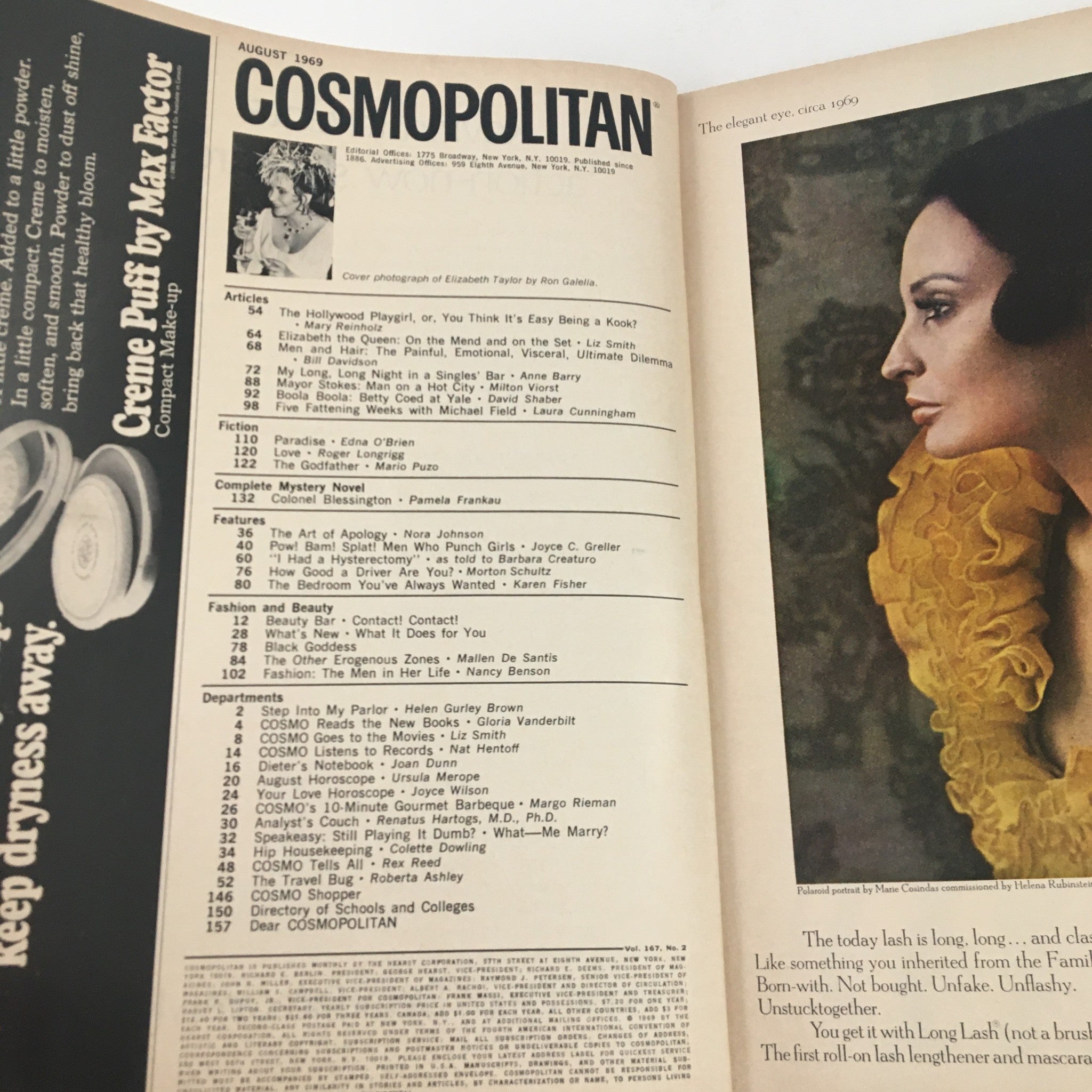 Cosmopolitan Magazine August 1969 Beautiful Elizabeth Taylor No Label