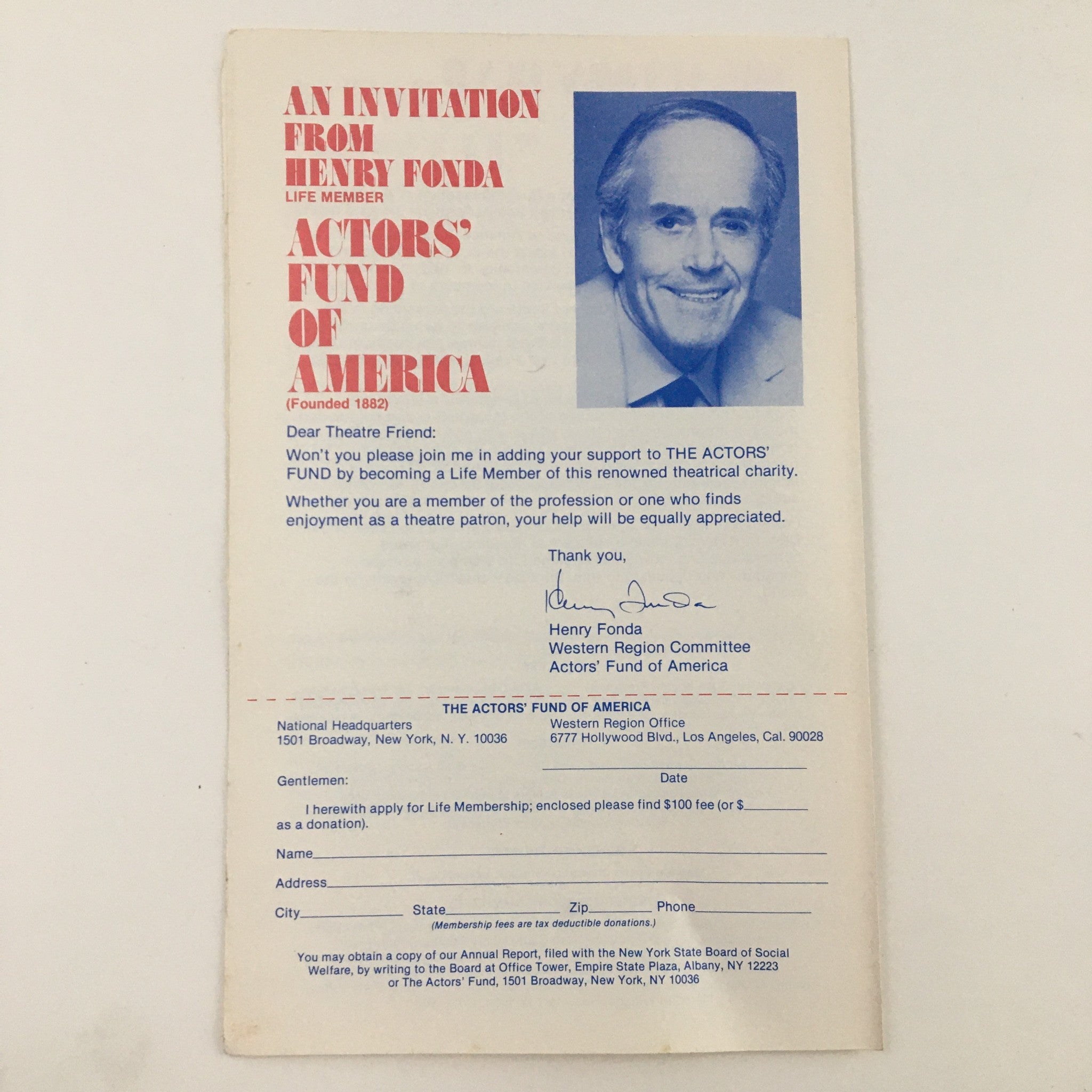 1982 The Actors' Fund Needs You Theatre Program