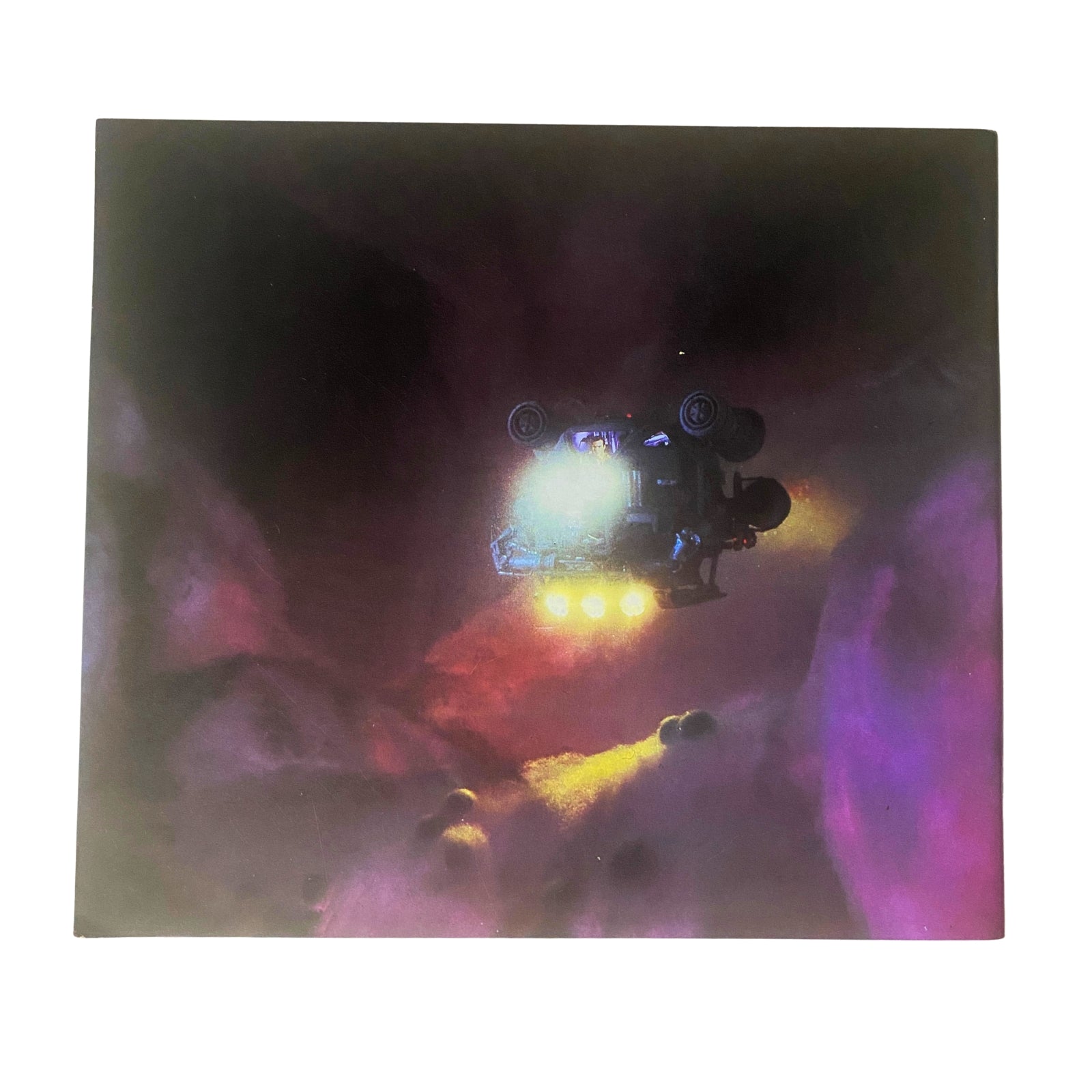 Inside illustration from Cinefex Magazine November 1987 No. 32 depicting a spacecraft exploring a colorful cosmic environment, related to the film Innerspace.
