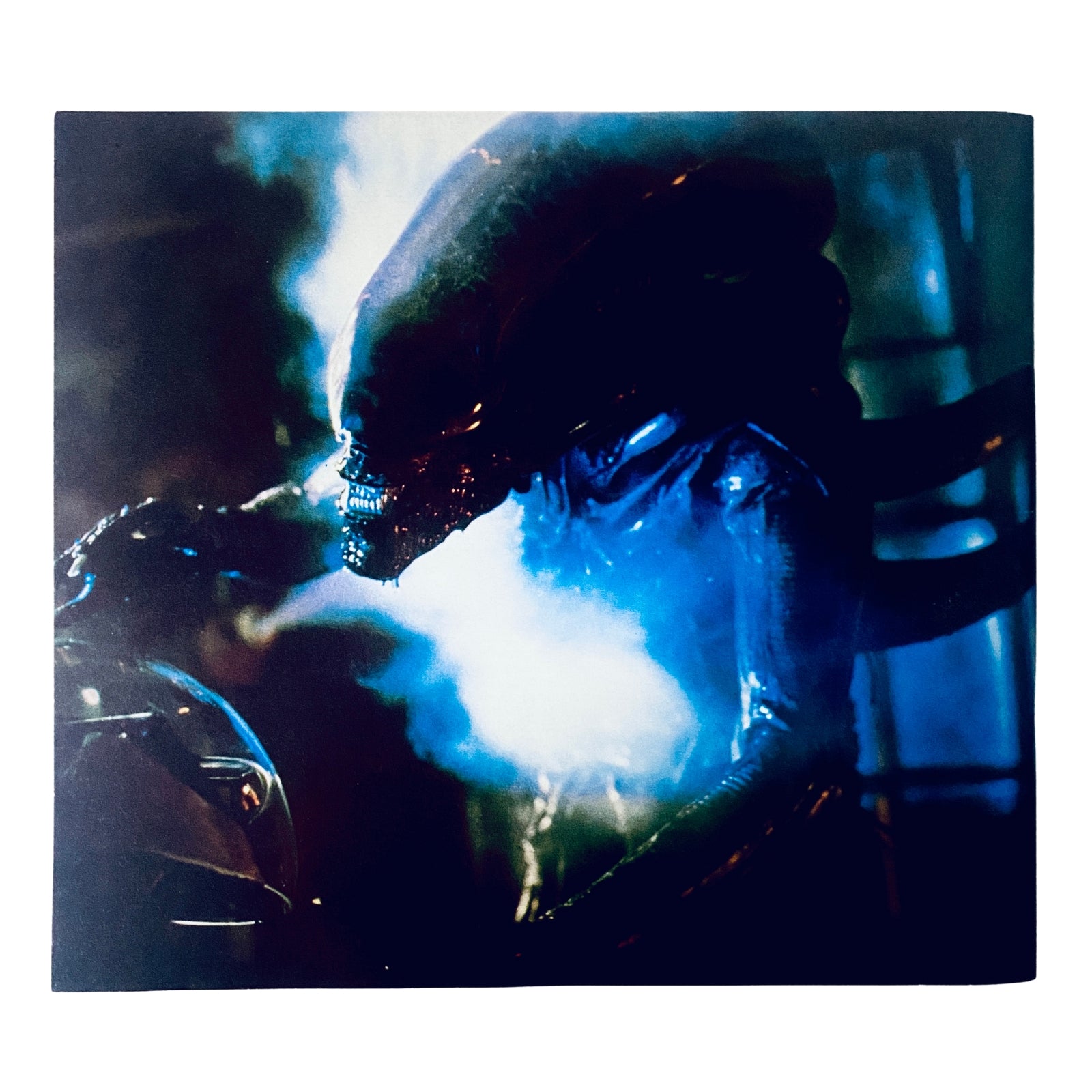 Back cover of Cinefex Magazine March 1980 No. 1 depicting a chilling scene from Alien, featuring the alien creature surrounded by eerie atmospheric lighting.