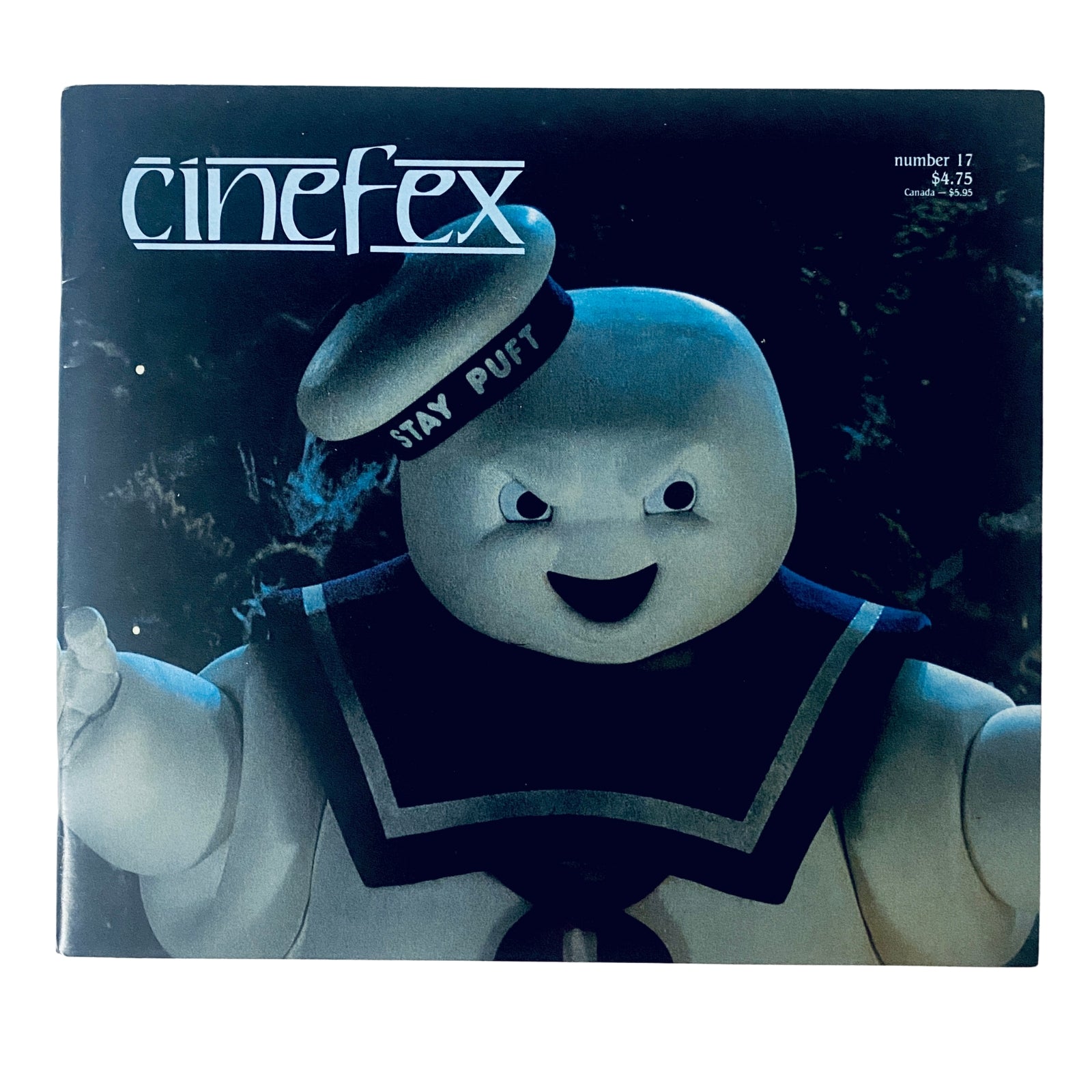 Cinefex Magazine June 1984 No. 17 featuring the iconic Stay-Puft Marshmallow Man from Ghostbusters on the cover.