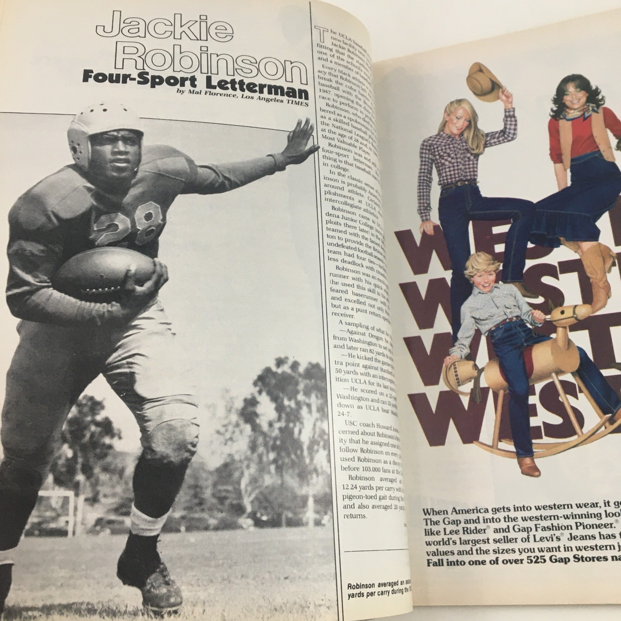 1971 Navy Air Force Navy-Marine Corps Memorial Stadium Official Program featuring Jackie Robinson, labeled as Four-Sport Letterman, showcasing a black and white image of him in football gear.
