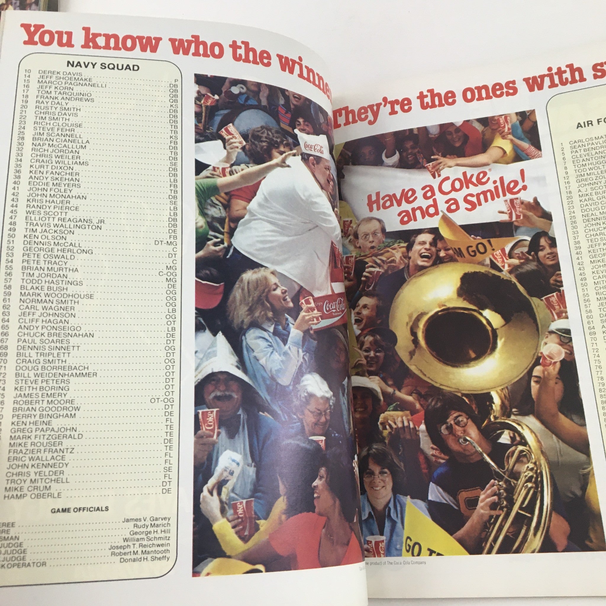 1981 Navy Air Force Navy-Marine Corps Memorial Stadium Official Program featuring Navy squad players and enthusiastic fans enjoying the game, with a focus on community spirit and excitement.