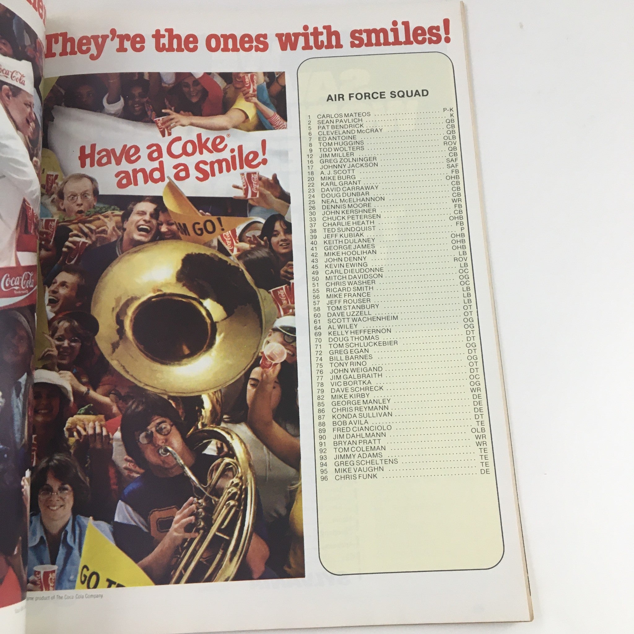 1981 Navy Air Force Navy-Marine Corps Memorial Stadium Official Program showcasing Air Force squad players and smiling fans, celebrating team spirit and camaraderie during the event.