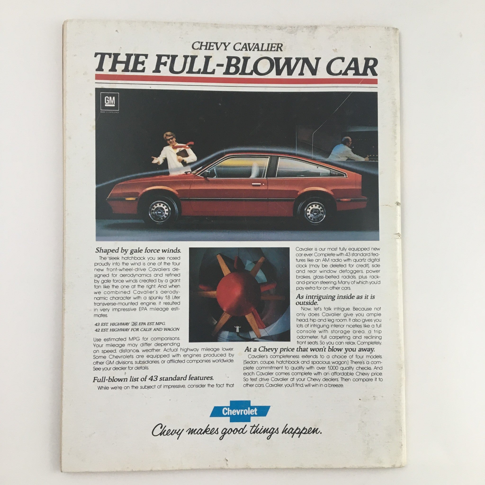 1981 Navy Air Force Navy-Marine Corps Memorial Stadium Official Program advertisement for Chevy Cavalier, highlighting the car's design features and performance capabilities.