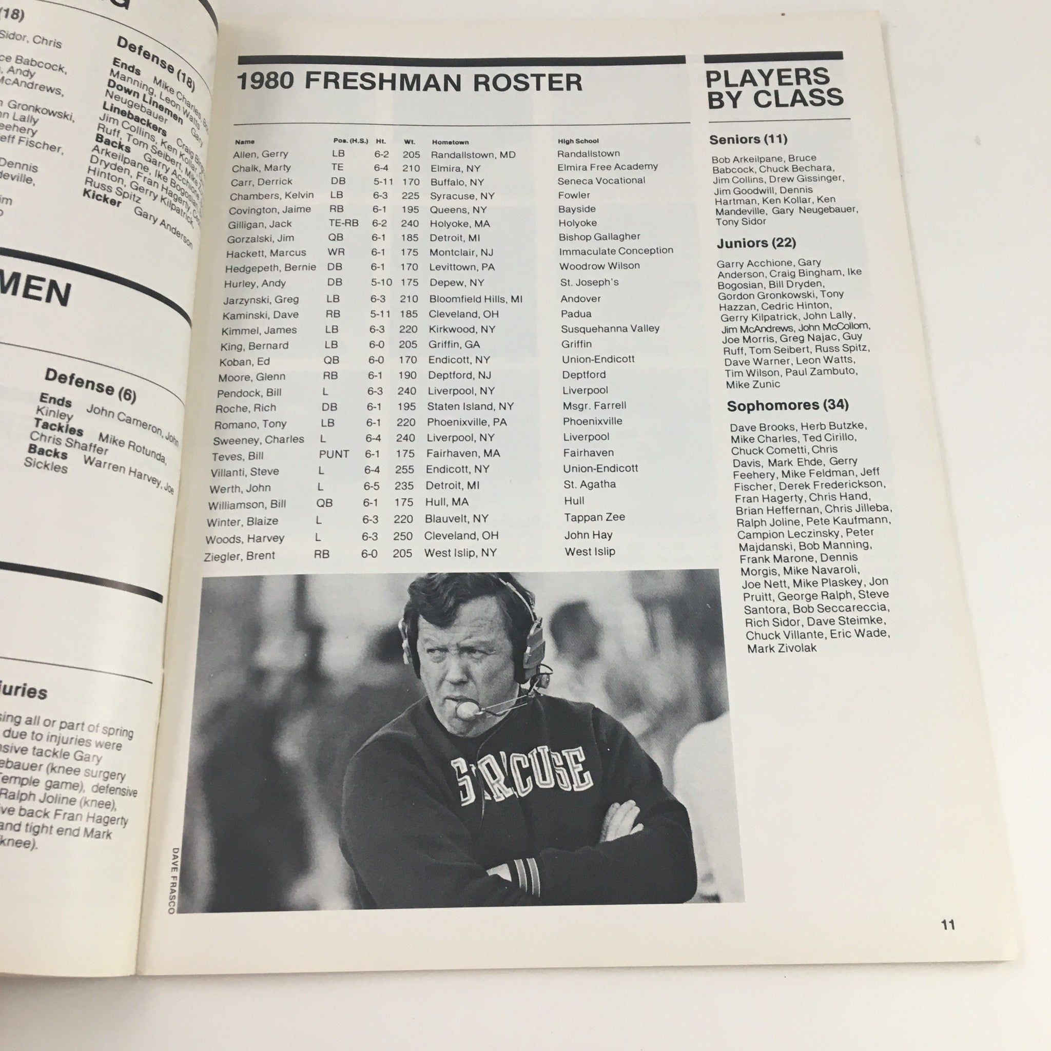 1980 Syracuse University Orangemen Yearbook & Press Guide Football Program