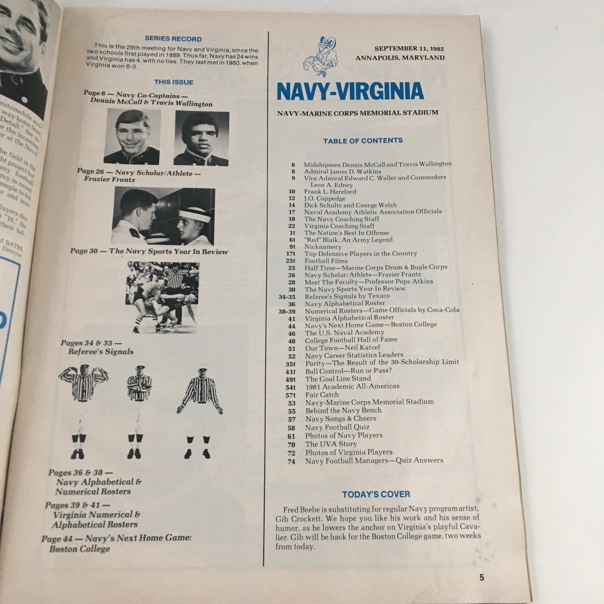 1982 Navy-Marine Corps Memorial Stadium Official Program