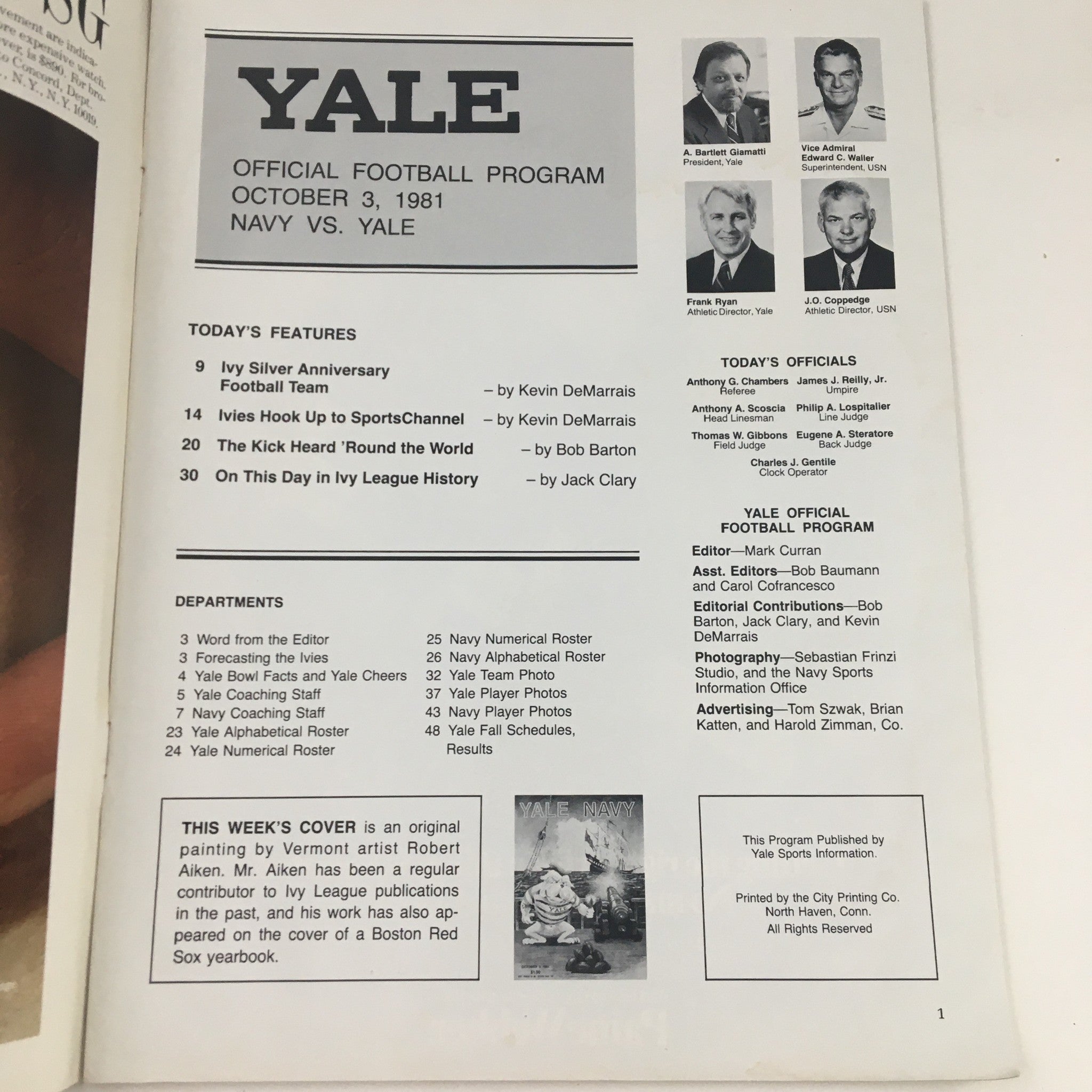 1981 Yale - Navy Ivy League History Official Football Program