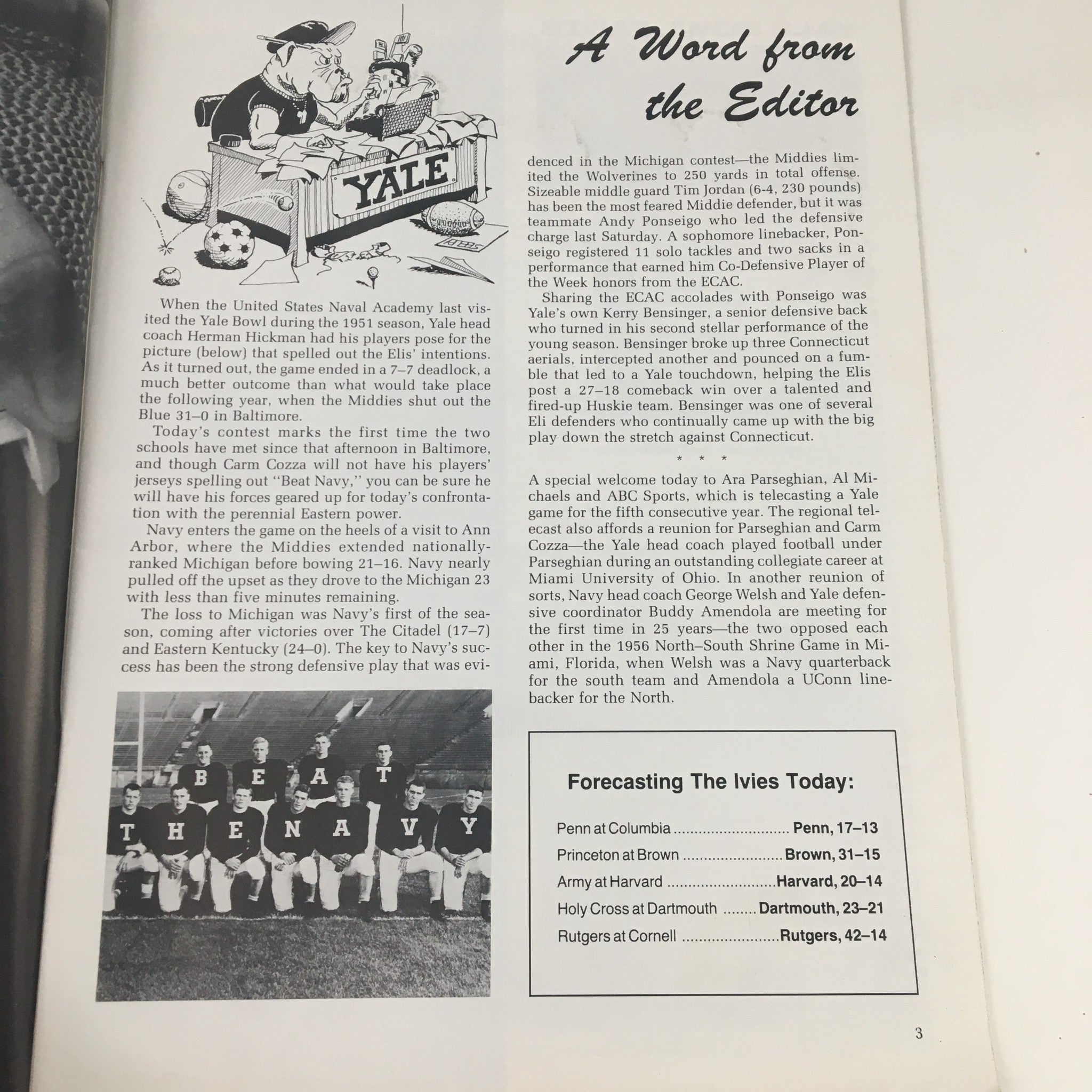 1981 Yale - Navy Ivy League History Official Football Program