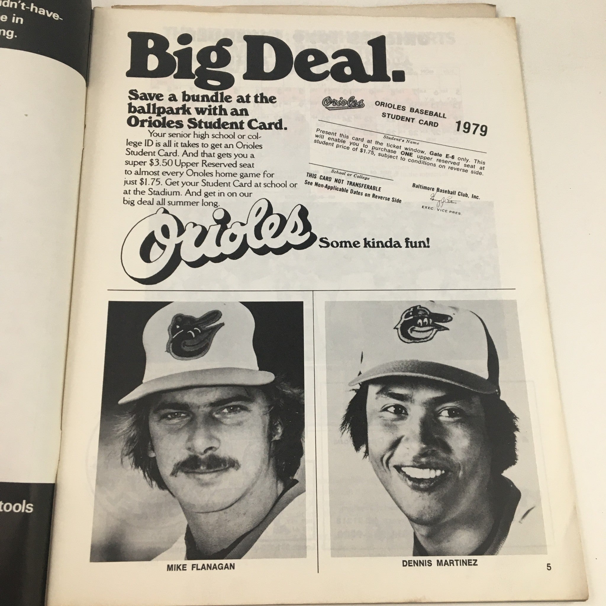 1979 Doug DeCinces Orioles Official Baseball Program