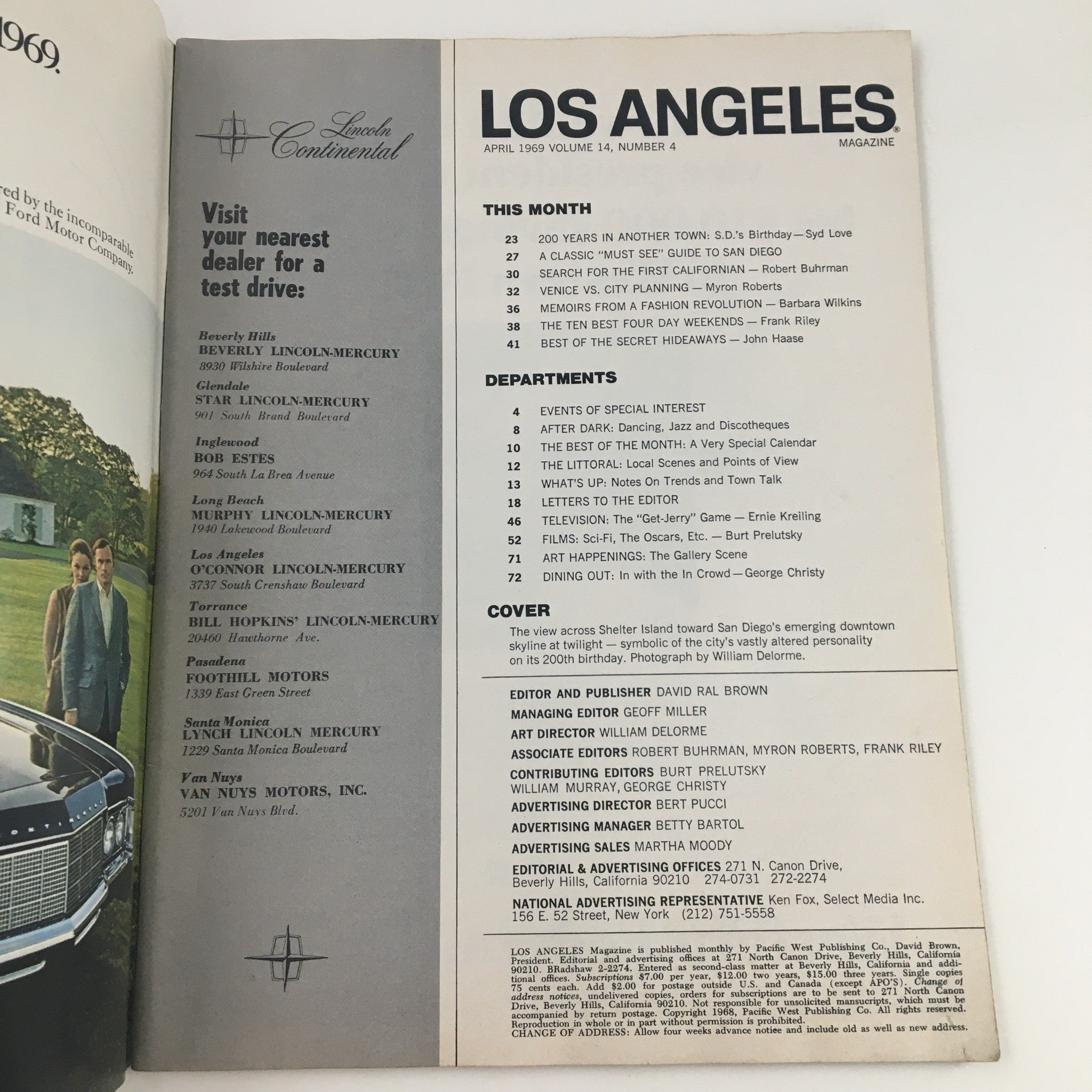 Los Angeles Magazine April 1969 Startling New Pleasures of San Diego No Label