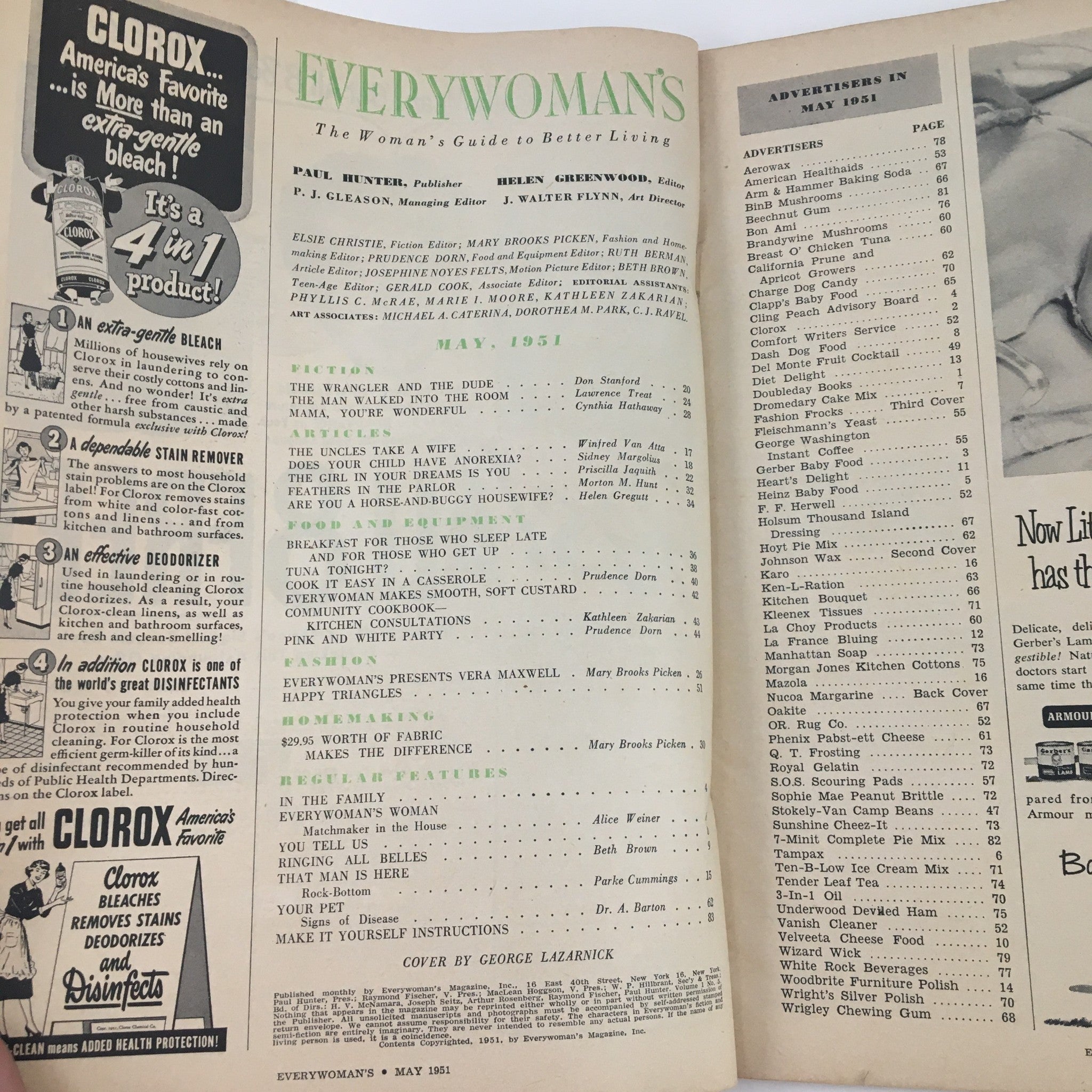 Interior page of Everywoman's Magazine May 1951 featuring an index and list of articles including 'The Girl In Your Dreams is You'.
