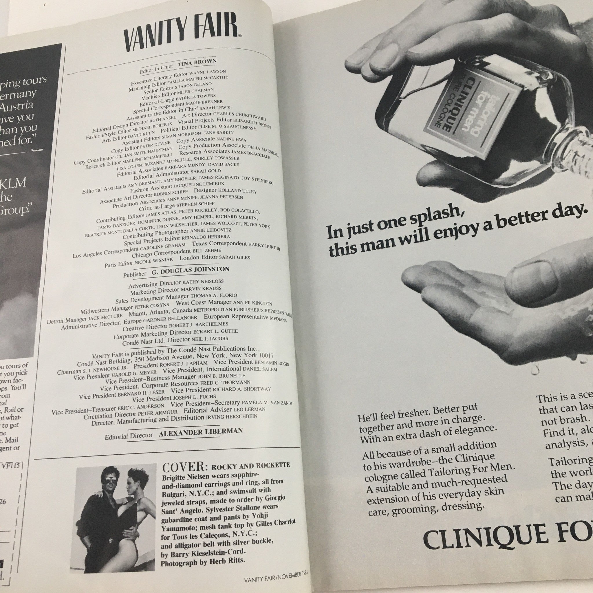 Vanity Fair Magazine November 1985 Sylvester Stallone and Brigitte Nielsen