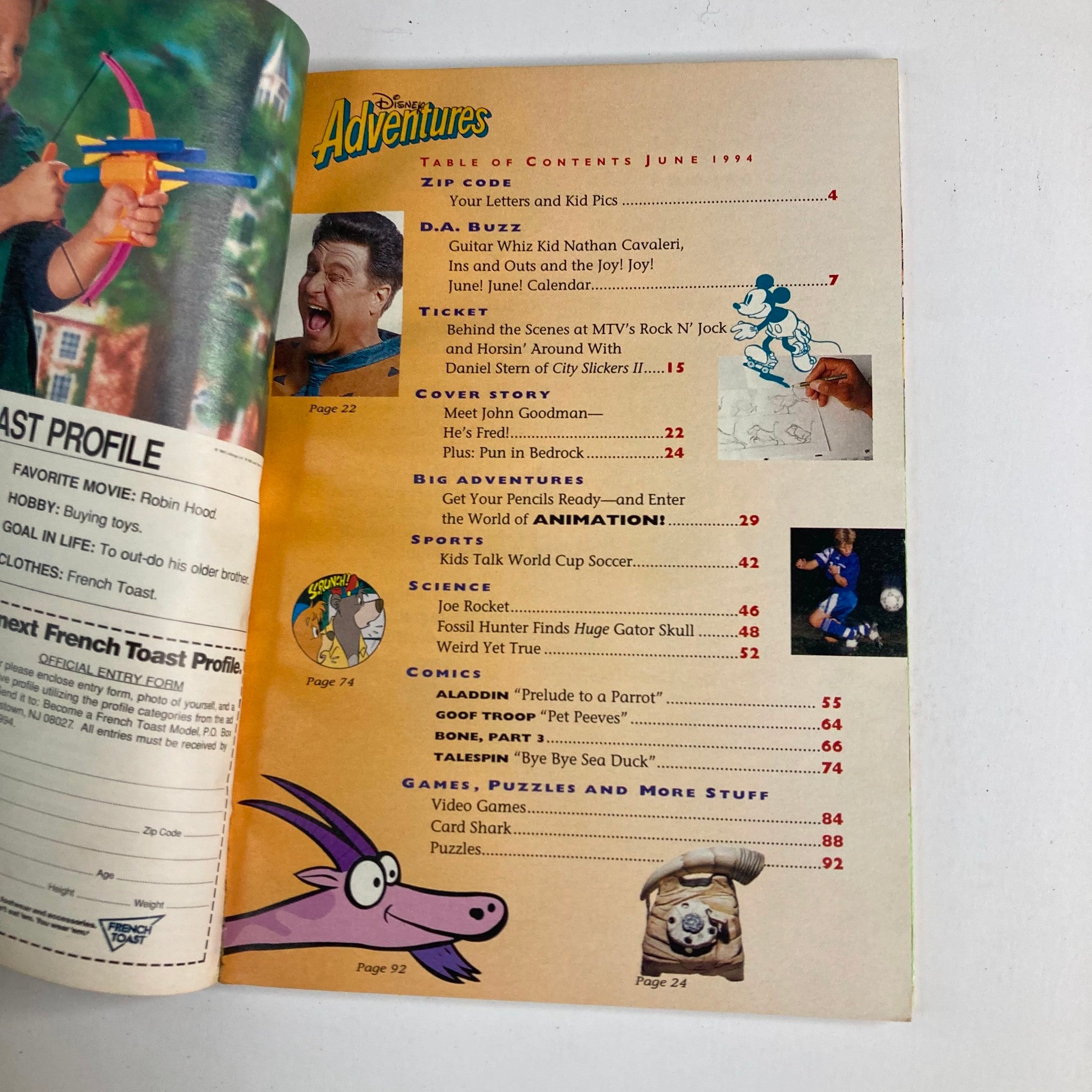 Disney Adventures Magazine June 1994 Meet John Goodman of The Flintstones