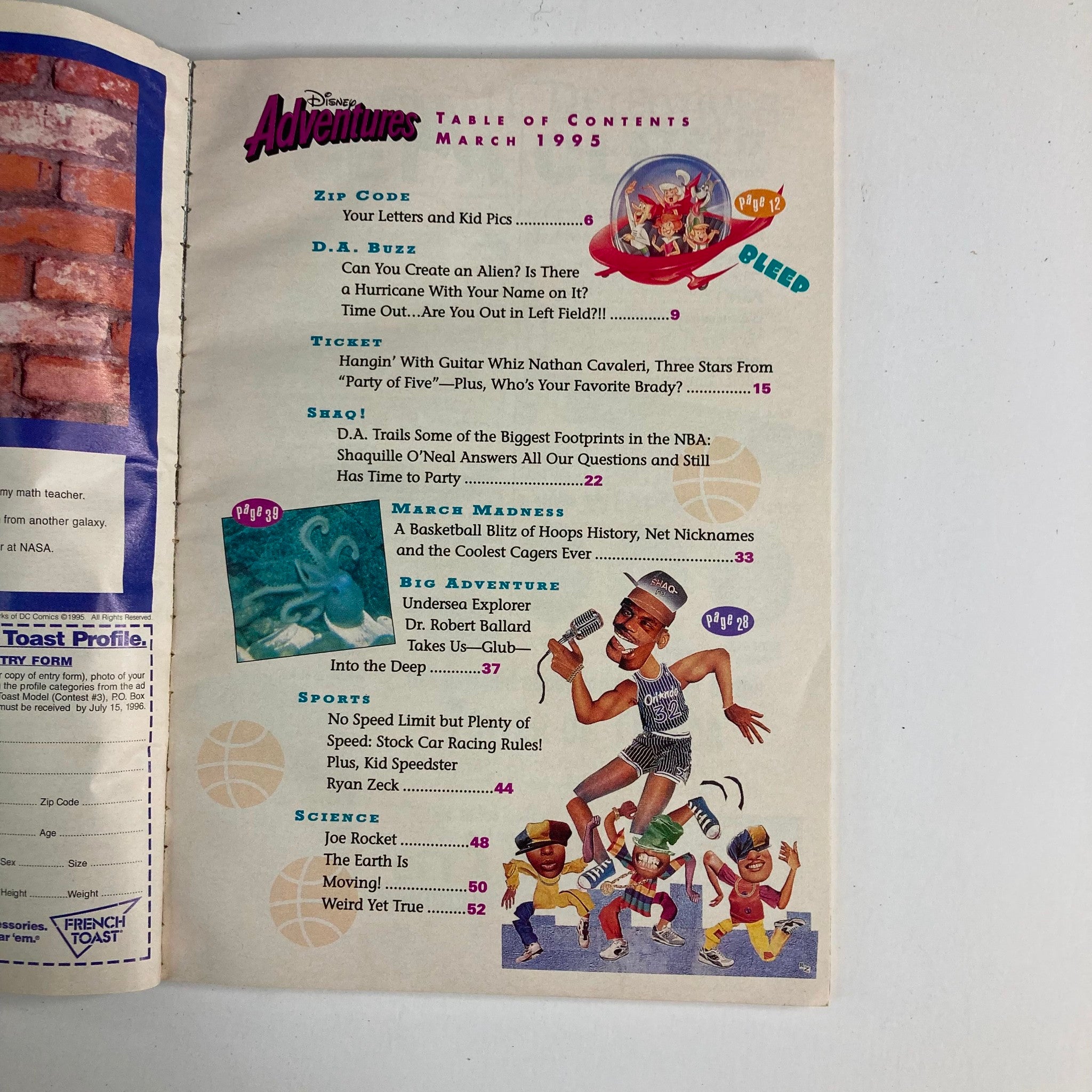 Disney Adventures Magazine March 1995 Shaquille O'Neal and Goofy