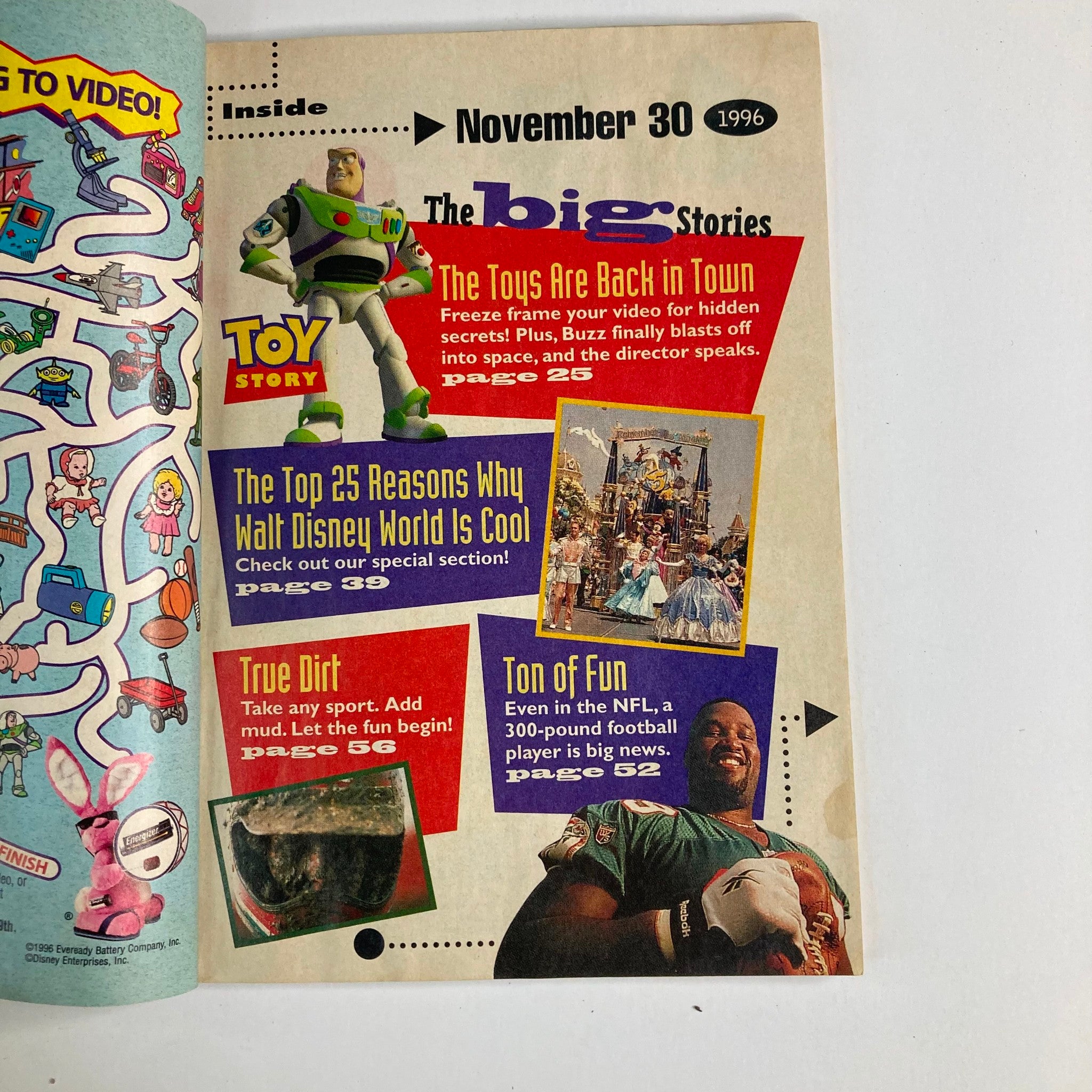 Disney Adventures Magazine November 30 1996 Woody and Buzzlightyear No Label