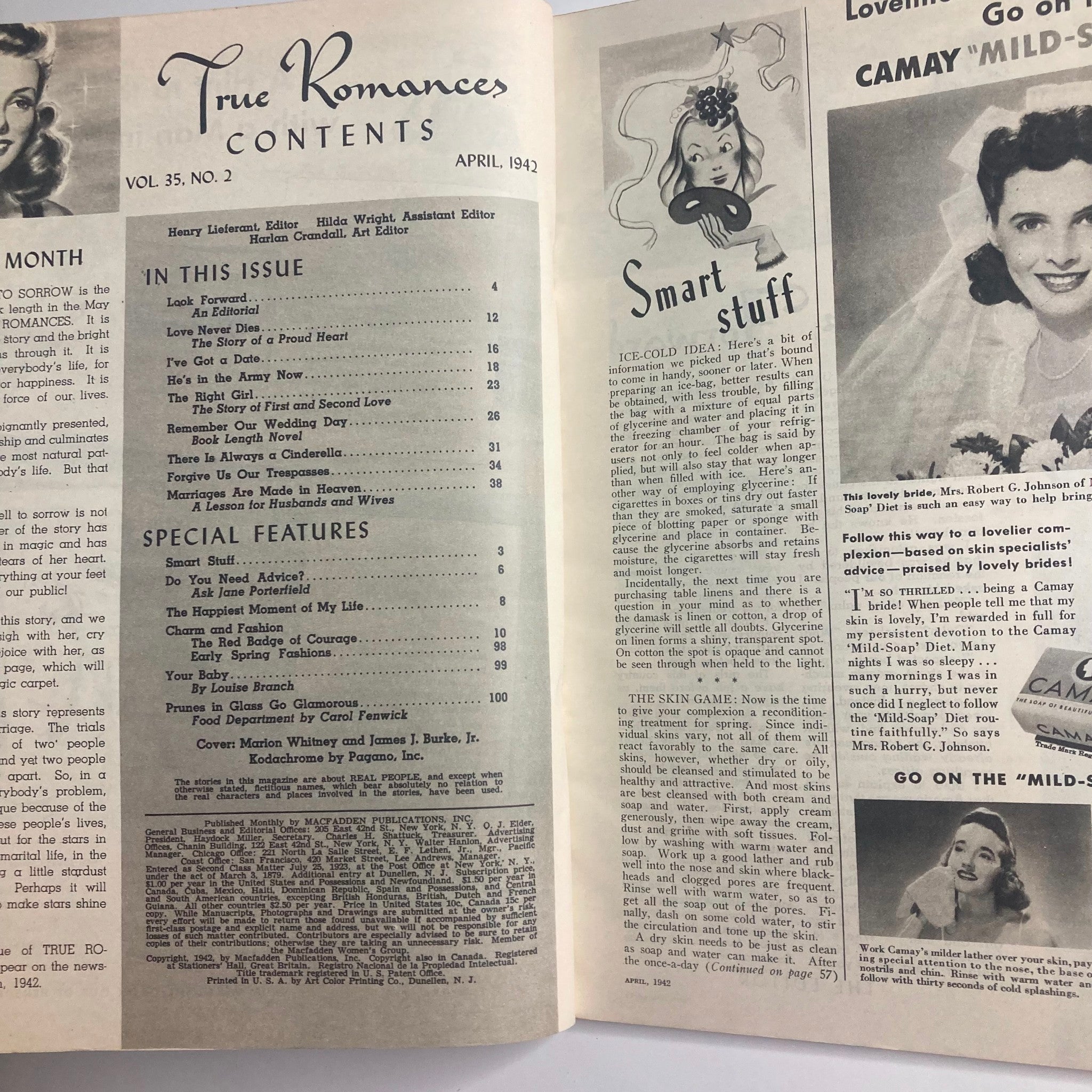 VTG True Romances Magazine April 1942 Marion Whitney & James Burke Jr. No Label