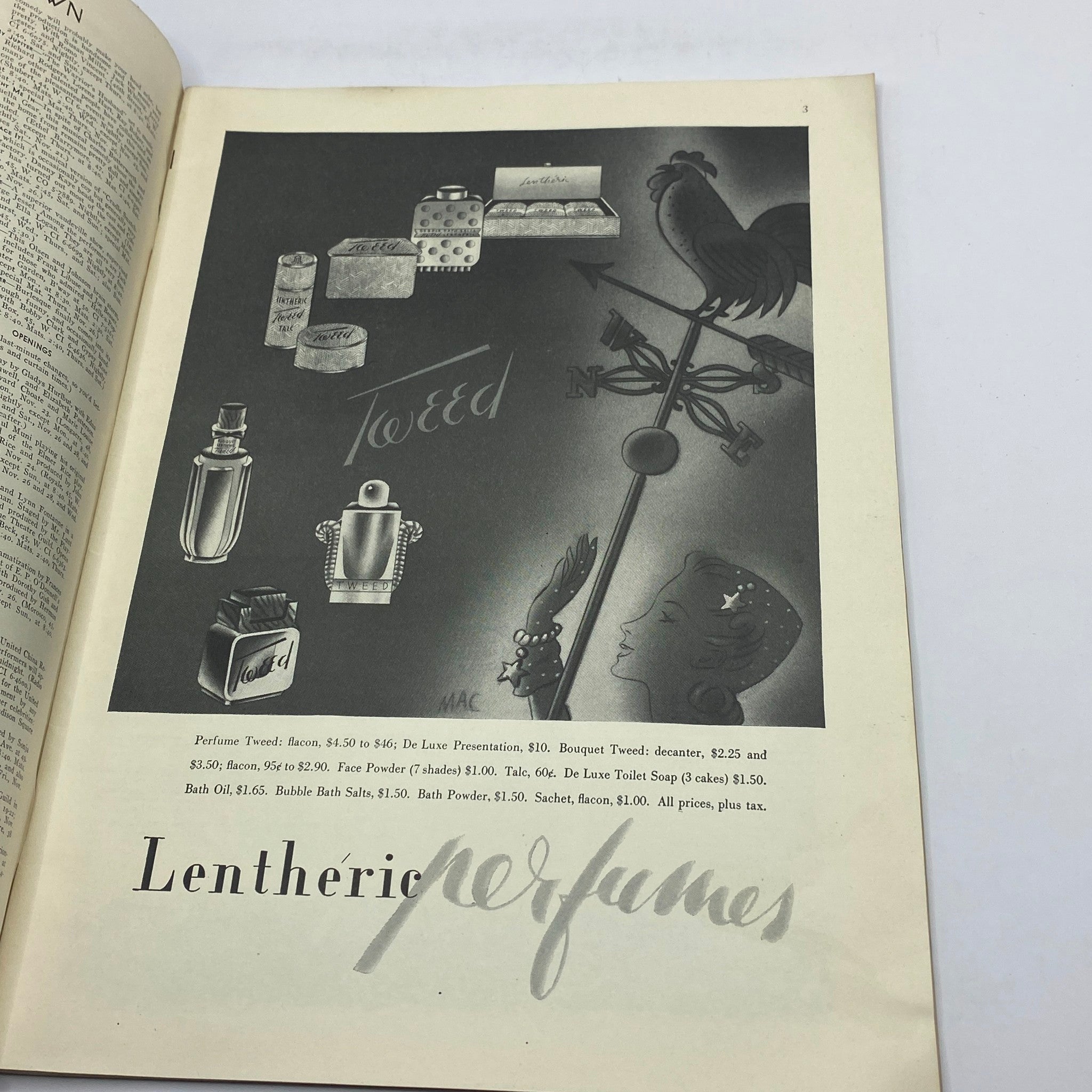 Advertisement page from The New Yorker Complete Magazine dated November 21, 1942, featuring various perfume products.