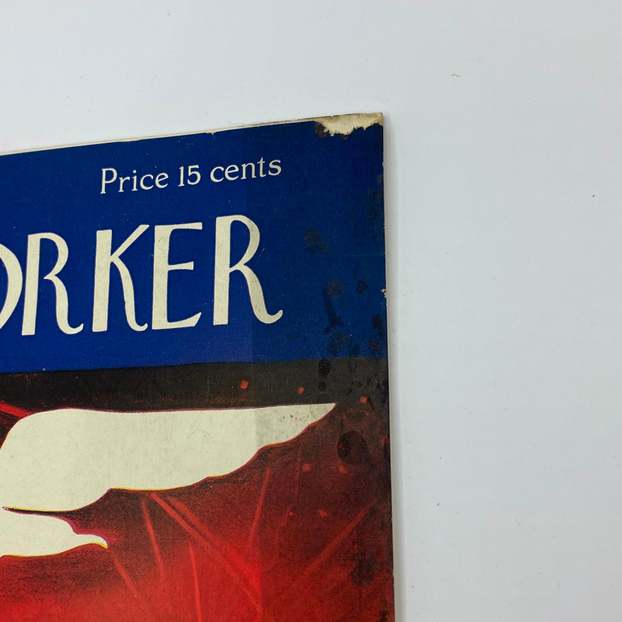 Detail view of The New Yorker Complete Magazine January 3, 1942 cover showing the magazine title and the price, indicating its vintage publication value.