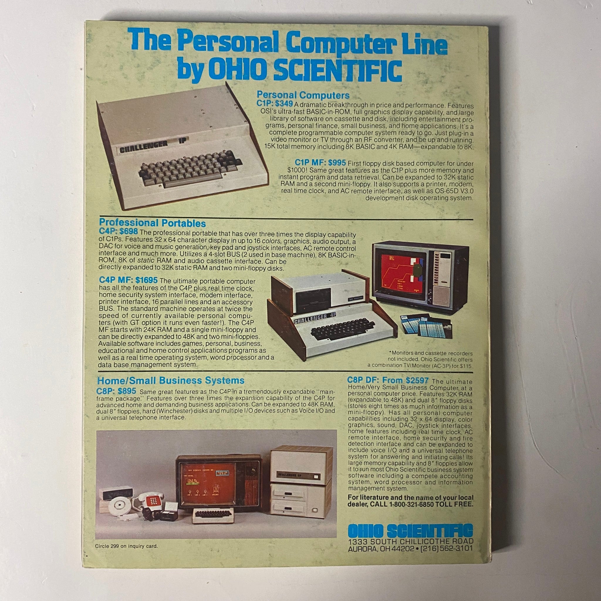 Back cover of Byte Magazine December 1979 Vol 4 No. 12 showcasing advertisements for personal computers by Ohio Scientific.